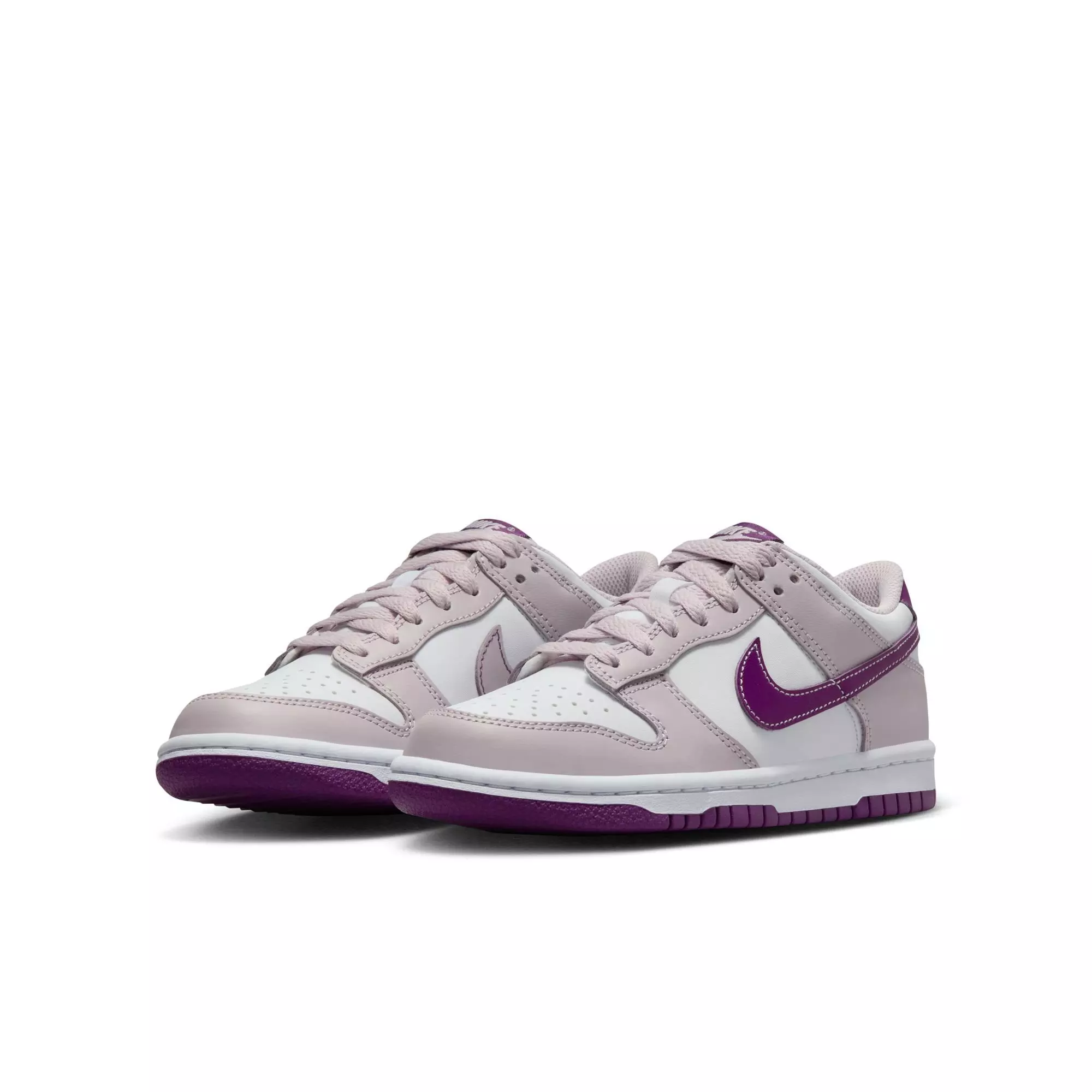 Nike Dunk Low "White/Viotech/Platinum Violet" Grade School Girls' Shoe - WHITE/PURPLE