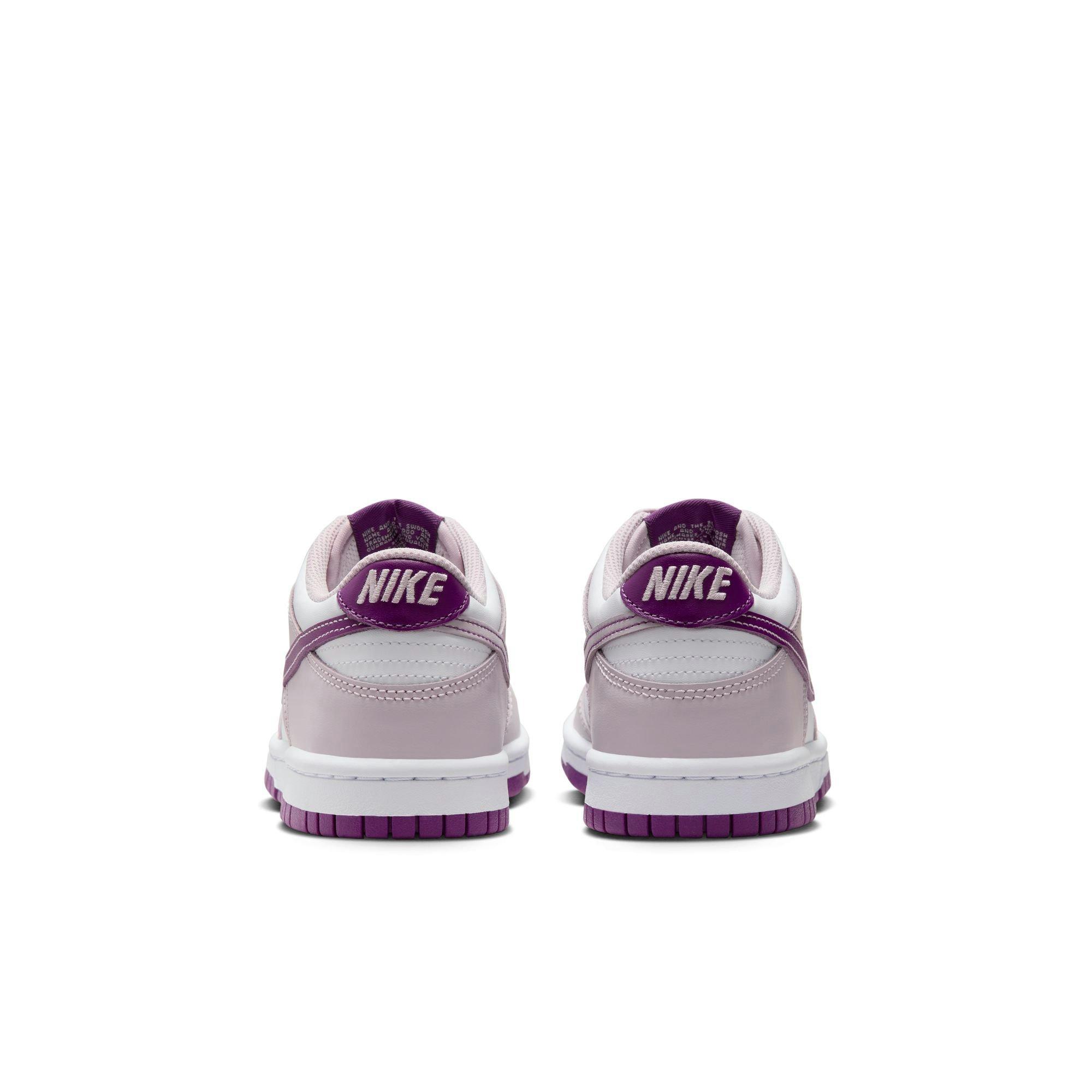 Nike Dunk Low "White/Viotech/Platinum Violet" Grade School Girls' Shoe - WHITE/PURPLE Thumbnail View 6
