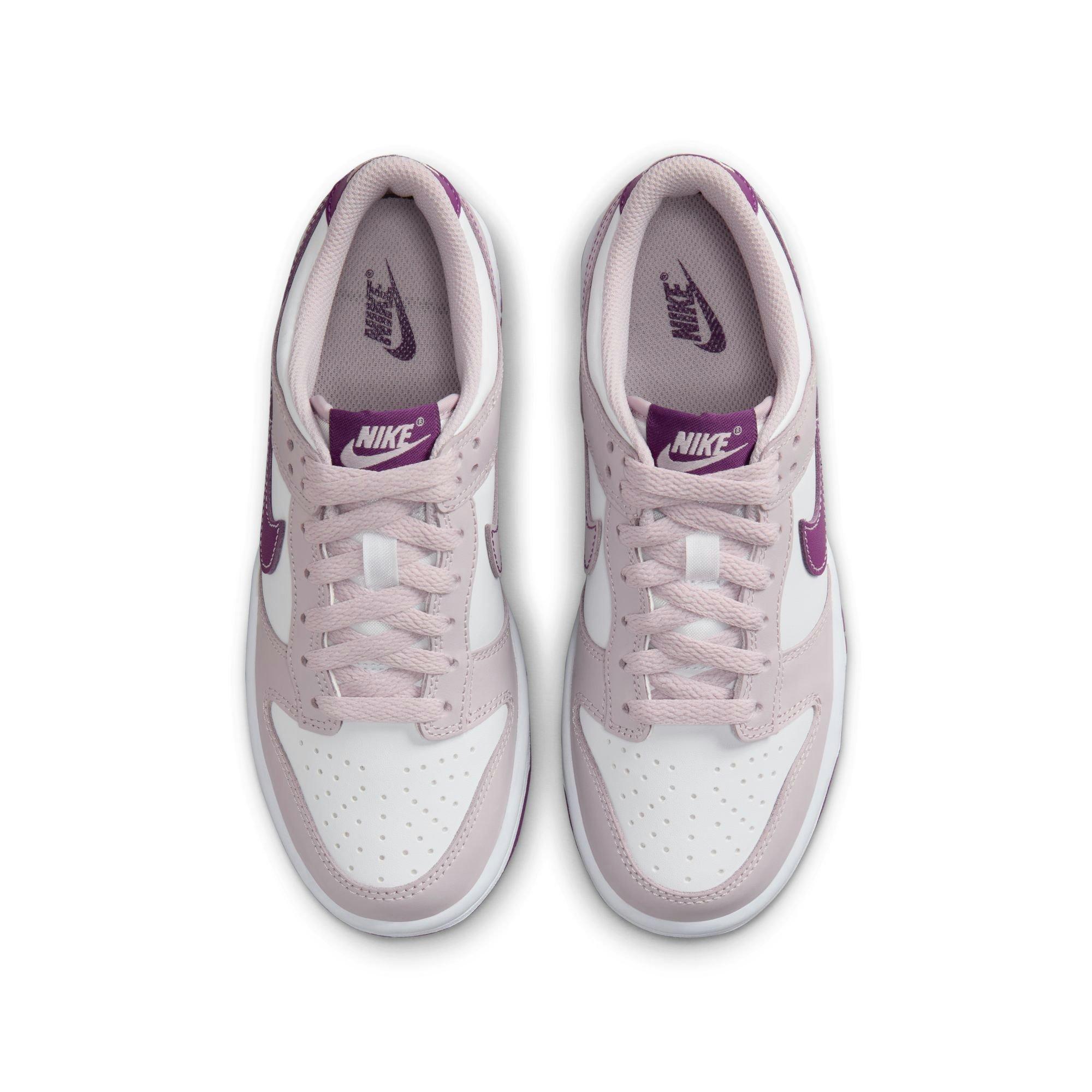 Nike Dunk Low "White/Viotech/Platinum Violet" Grade School Girls' Shoe - WHITE/PURPLE Thumbnail View 9