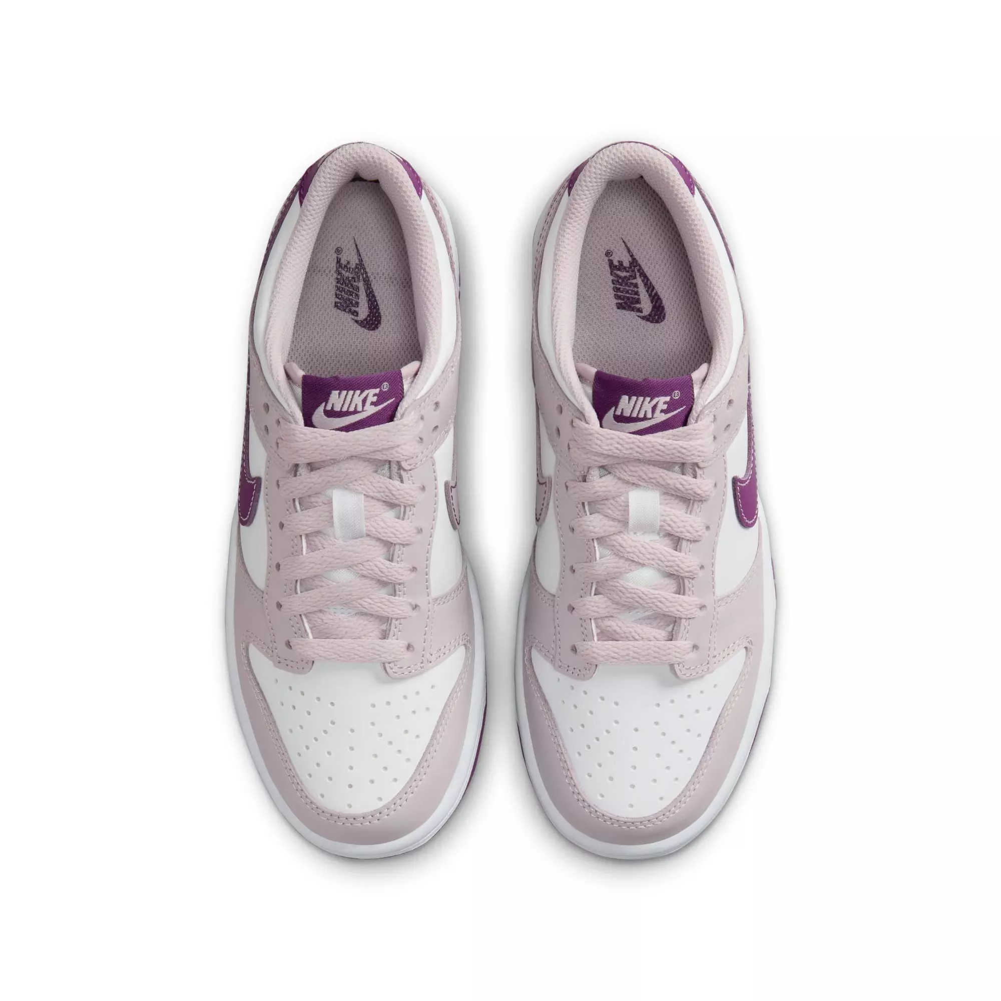 Nike Dunk Low "White/Viotech/Platinum Violet" Grade School Girls' Shoe - WHITE/PURPLE