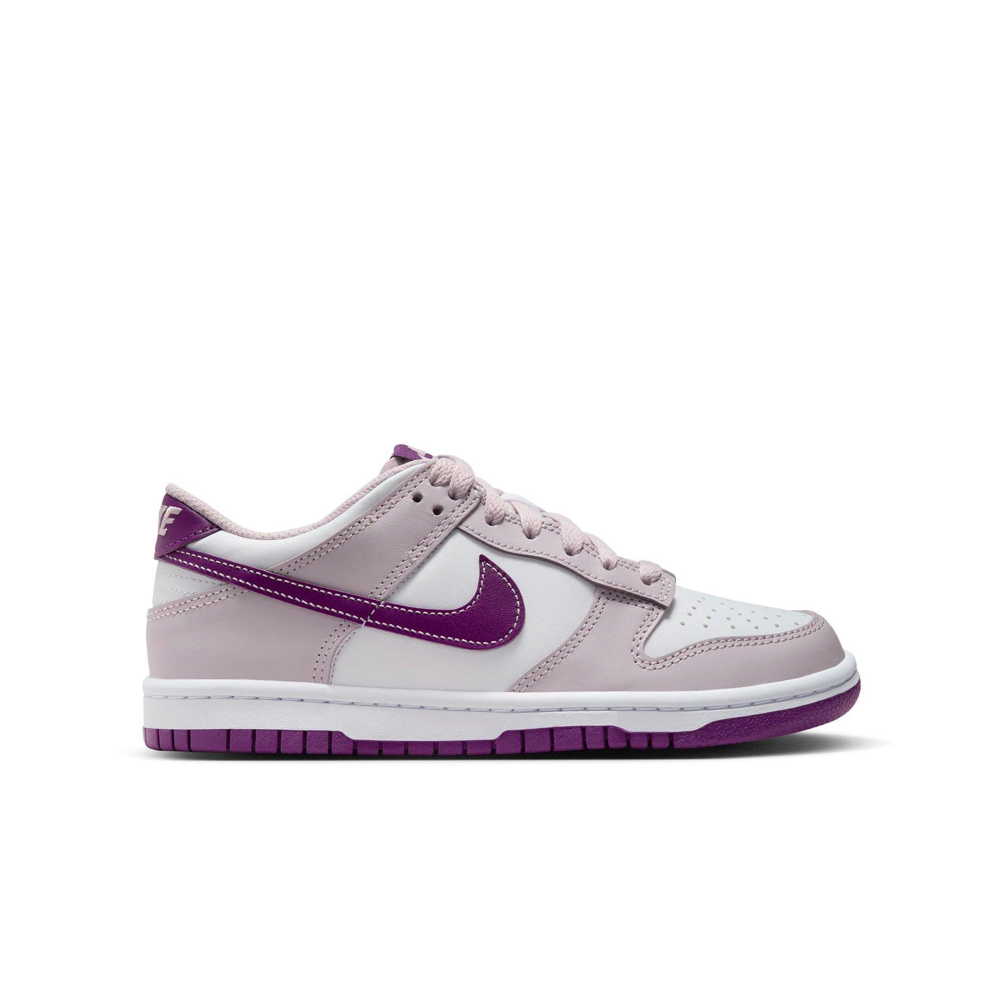 Nike Dunk Low "White/Viotech/Platinum Violet" Grade School Girls' Shoe - WHITE/PURPLE Thumbnail View 1