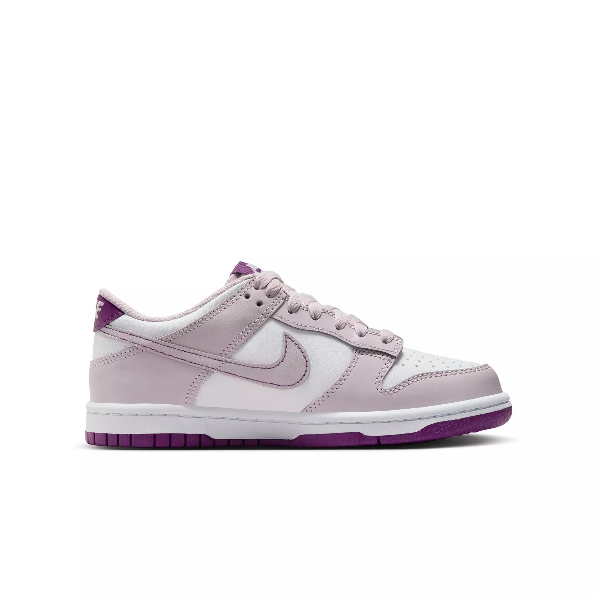 Nike Dunk Low "White/Viotech/Platinum Violet" Grade School Girls' Shoe - WHITE/PURPLE