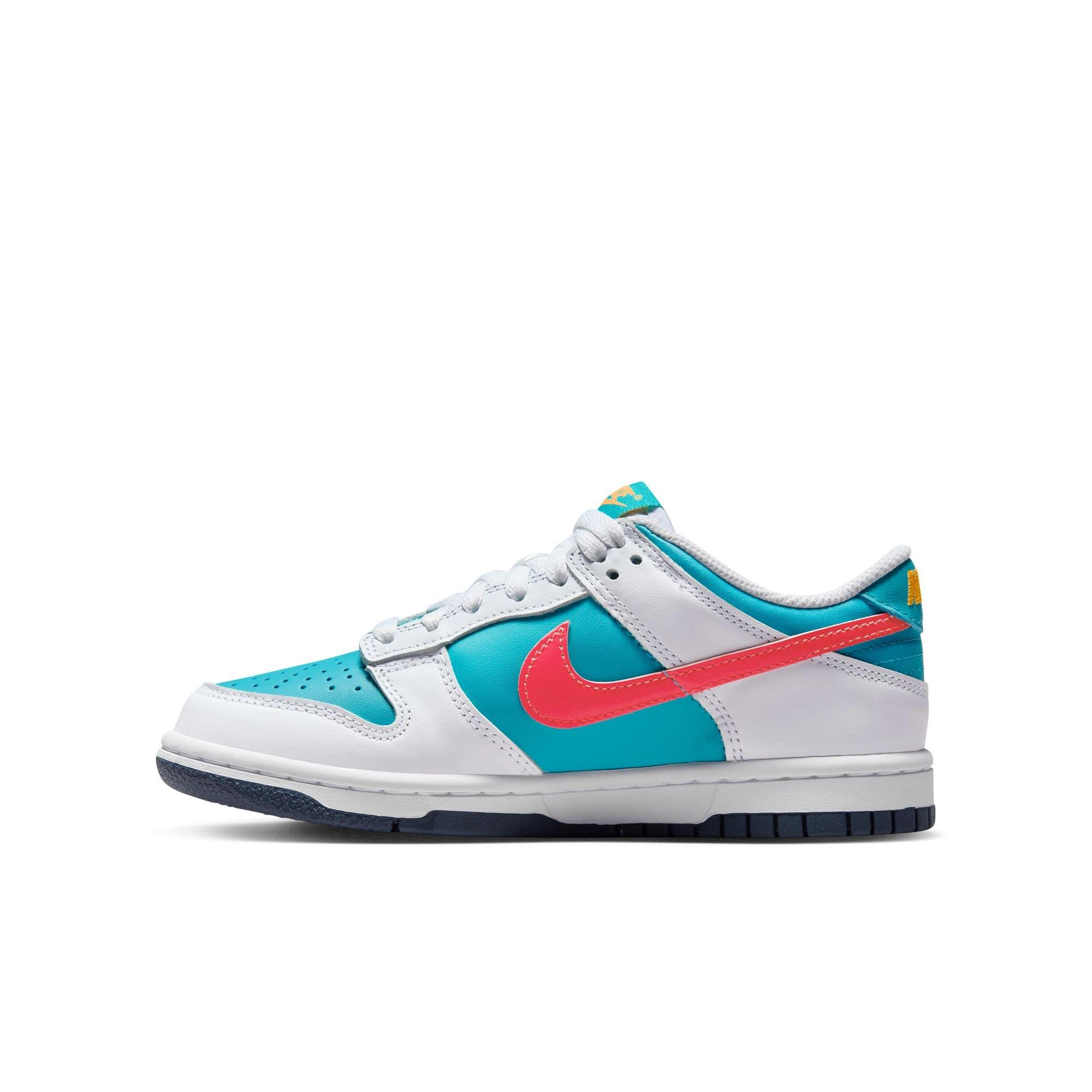 Nike Dunk Low "Dusty Cactus/Thunder Blue/White" Grade School Girls' Shoe - BLUE/WHITE Thumbnail View 4