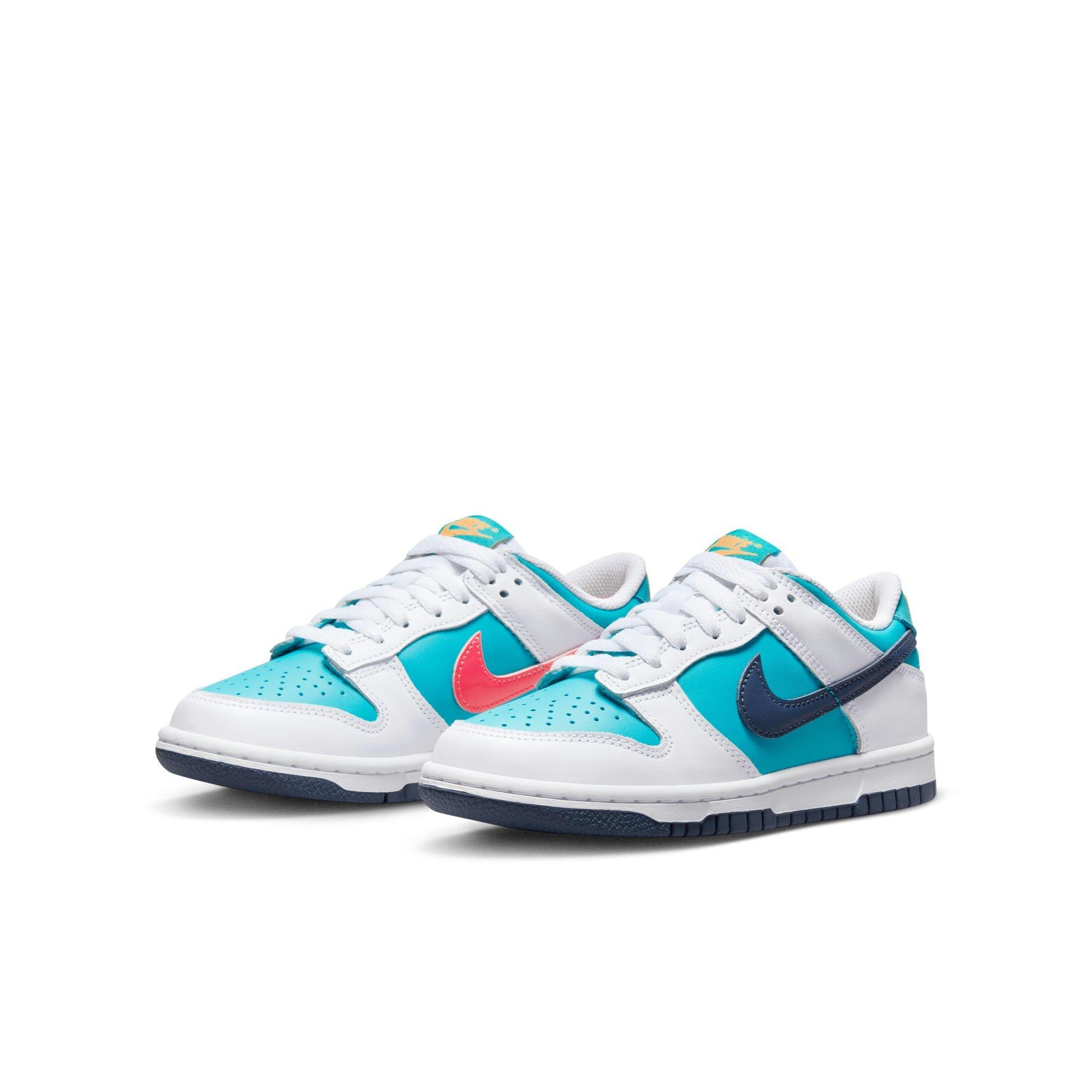 Nike Dunk Low "Dusty Cactus/Thunder Blue/White" Grade School Girls' Shoe - BLUE/WHITE Thumbnail View 5