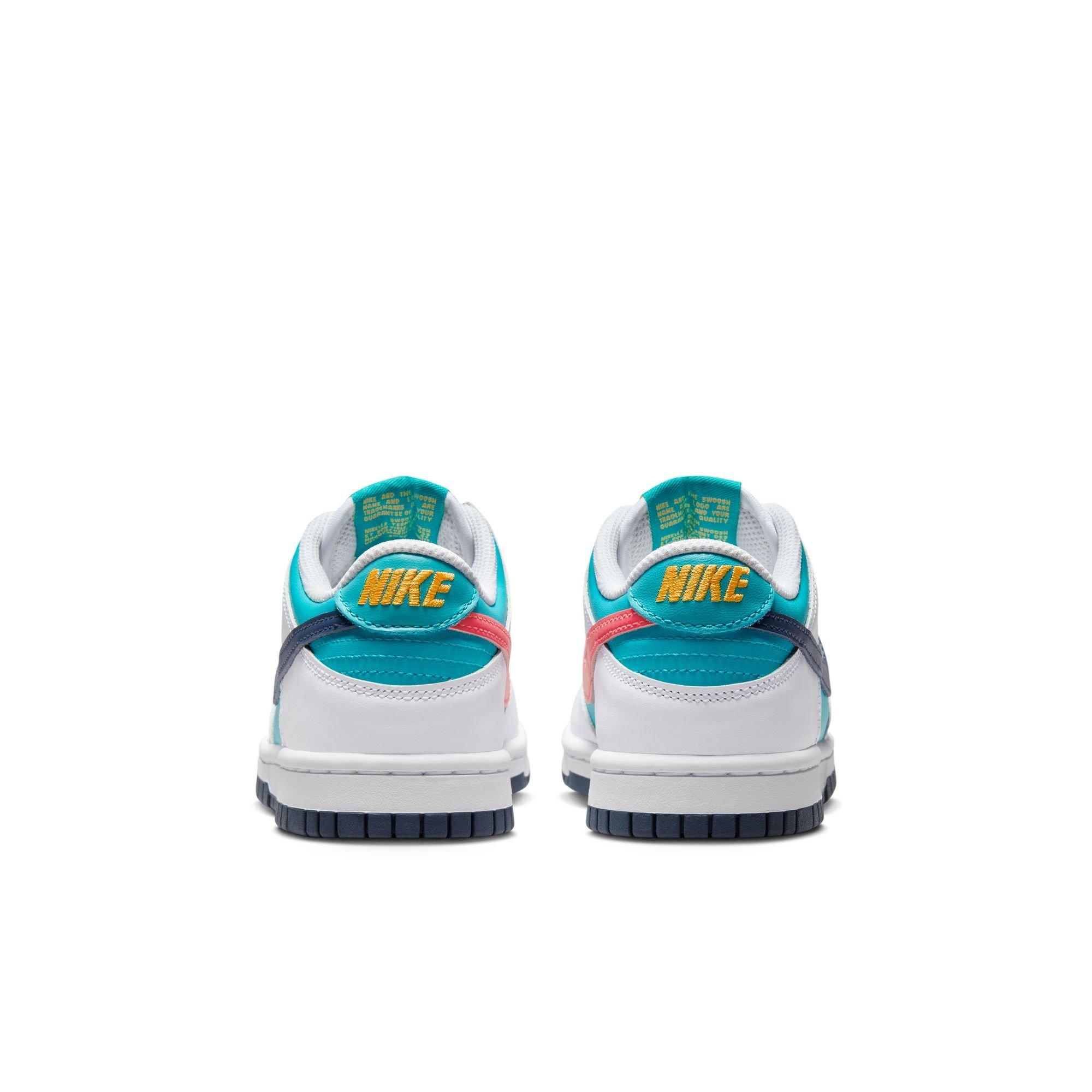 Nike Dunk Low "Dusty Cactus/Thunder Blue/White" Grade School Girls' Shoe - BLUE/WHITE Thumbnail View 6