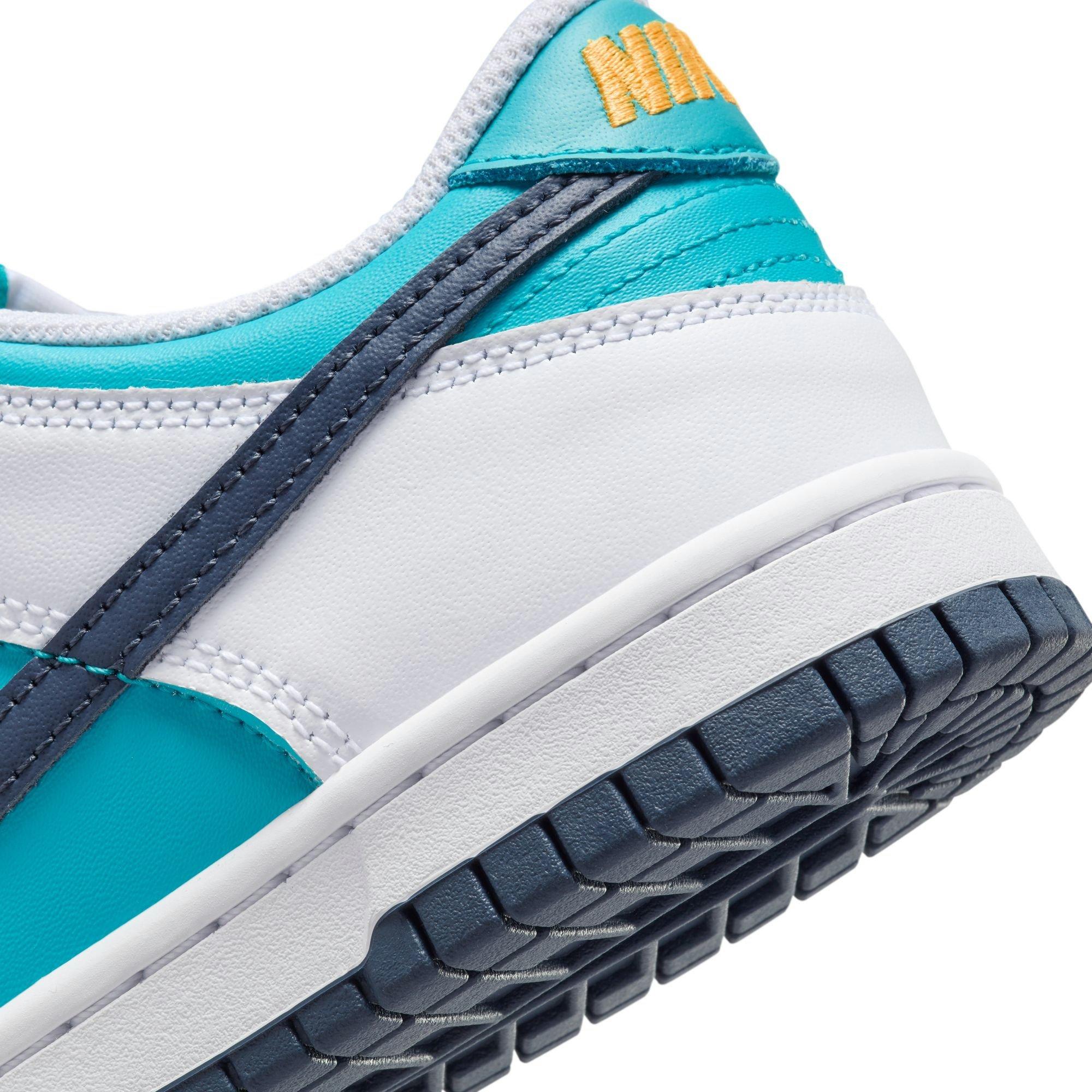 Nike Dunk Low "Dusty Cactus/Thunder Blue/White" Grade School Girls' Shoe - BLUE/WHITE Thumbnail View 10