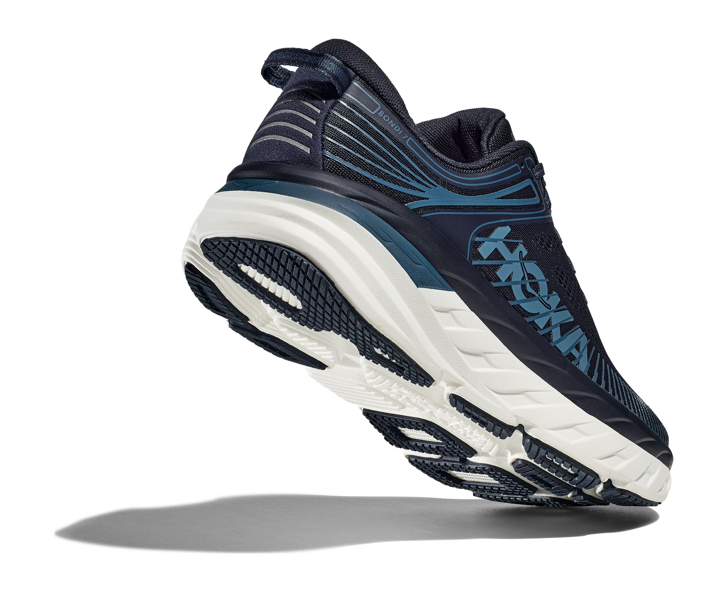 Hoka Bondi 7 "Outer Space/White" Men's Running Shoe - NAVY/WHITE Thumbnail View 7