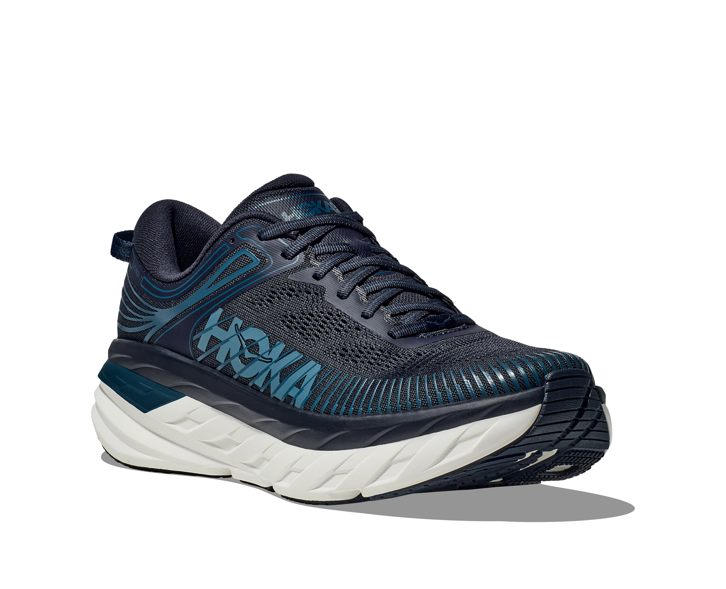 Hoka Bondi 7 "Outer Space/White" Men's Running Shoe - NAVY/WHITE Thumbnail View 6