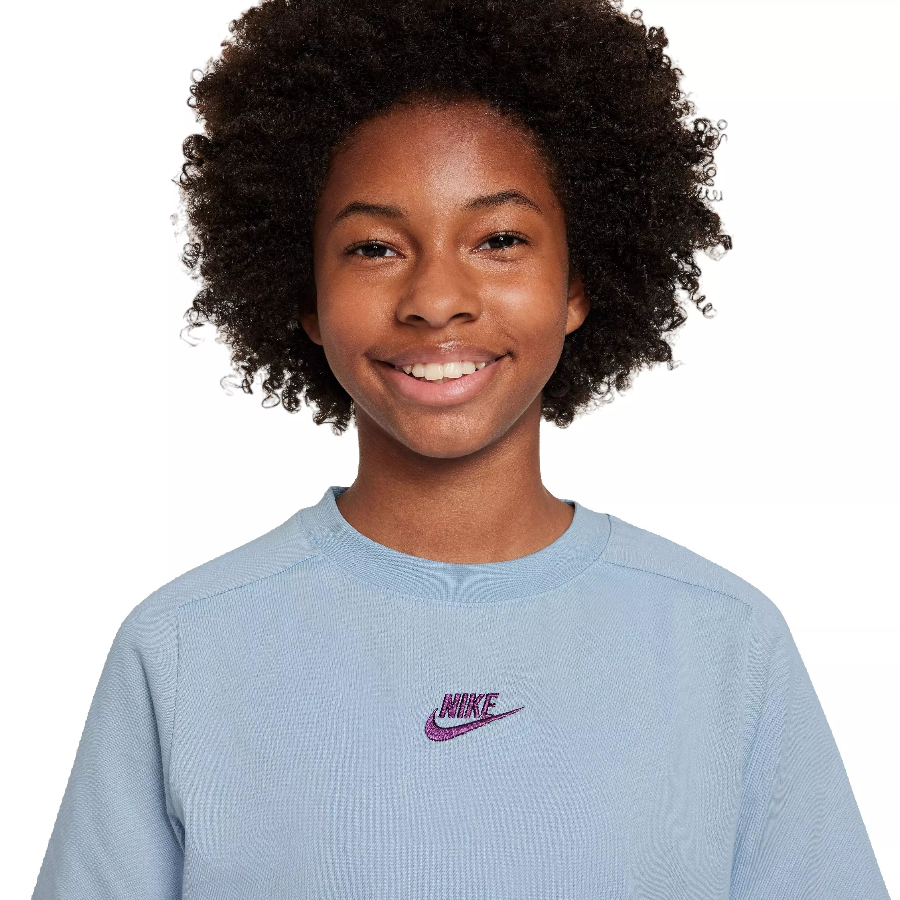 Nike Big Girls' Sportswear Short-Sleeve Top-Lt Blue - LT BLUE