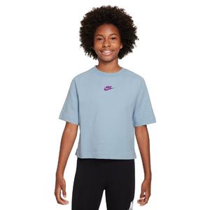 Nike Big Girls' Sportswear Short-Sleeve Top-Lt Blue