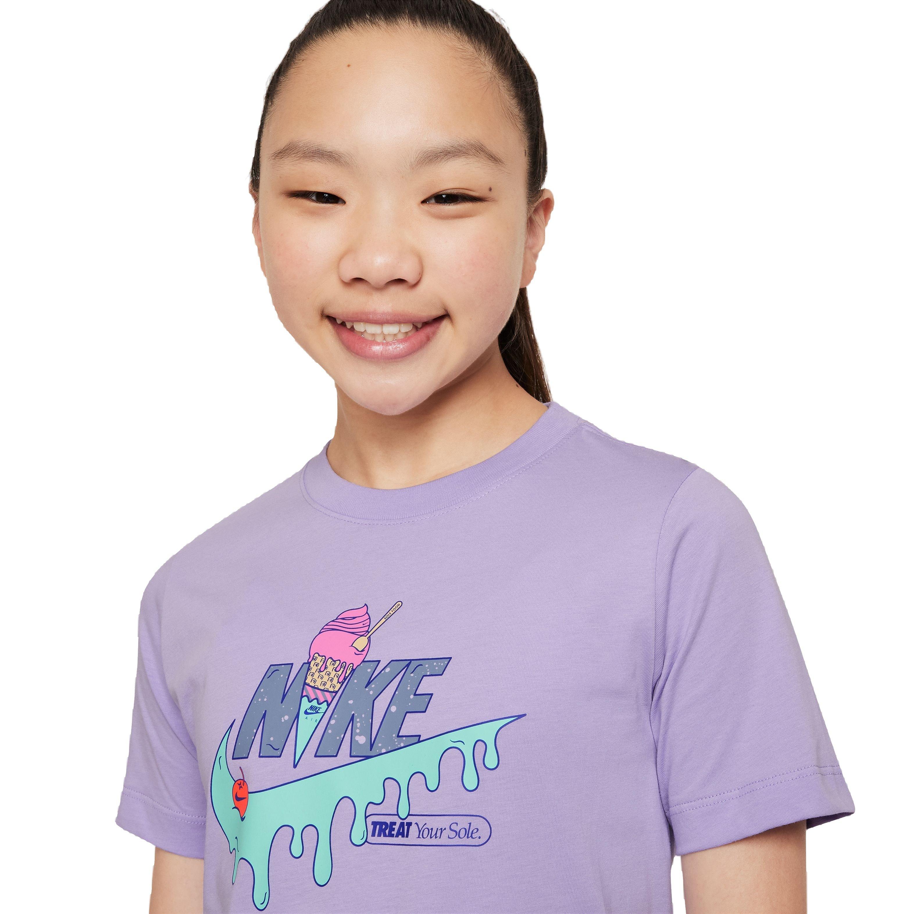 Nike Big Girls' Sportswear Treat Your Sole Tee - PURPLE Thumbnail View 3