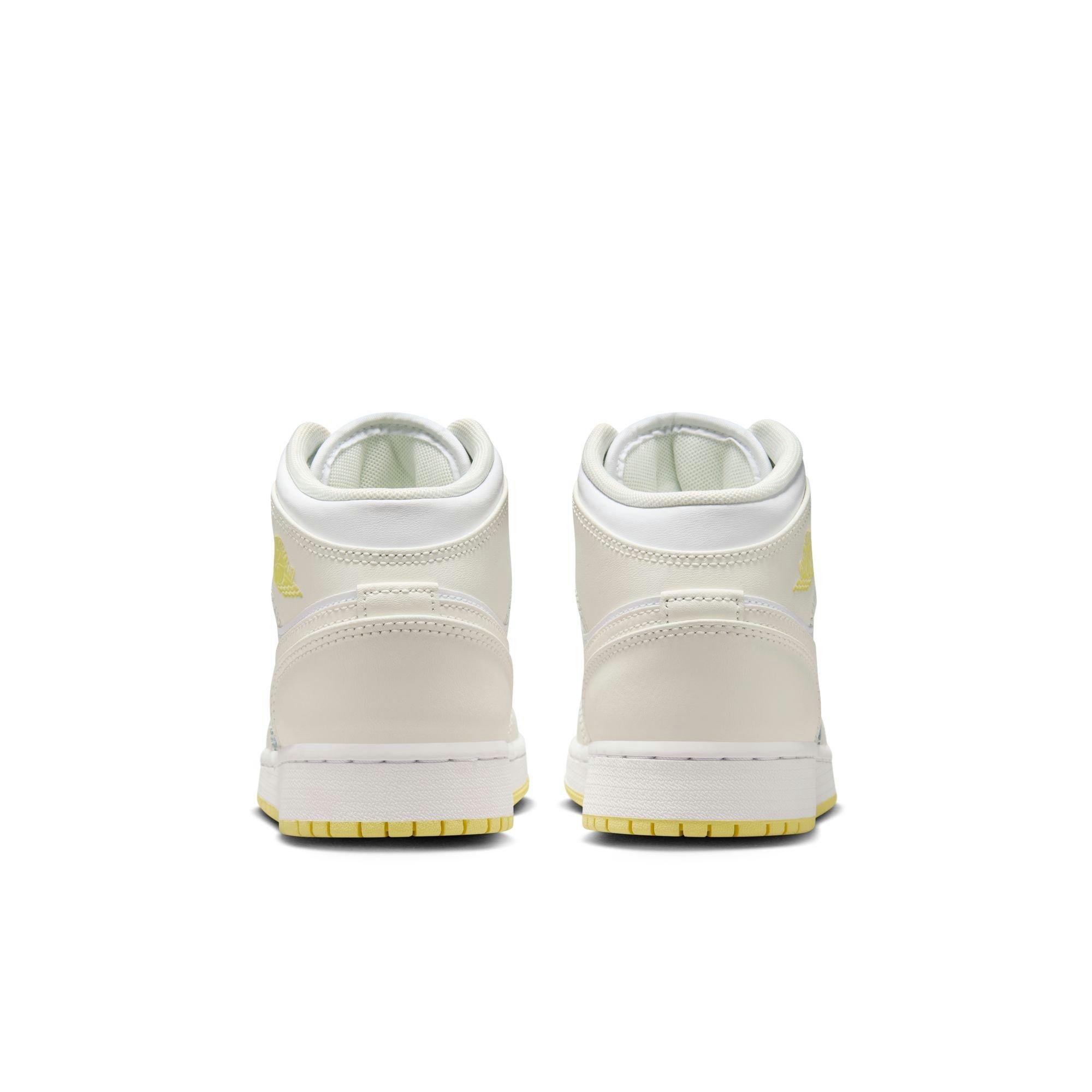 Jordan 1 Mid Grade School Girls' "Sail/Lt Laser Orange/White" Shoe