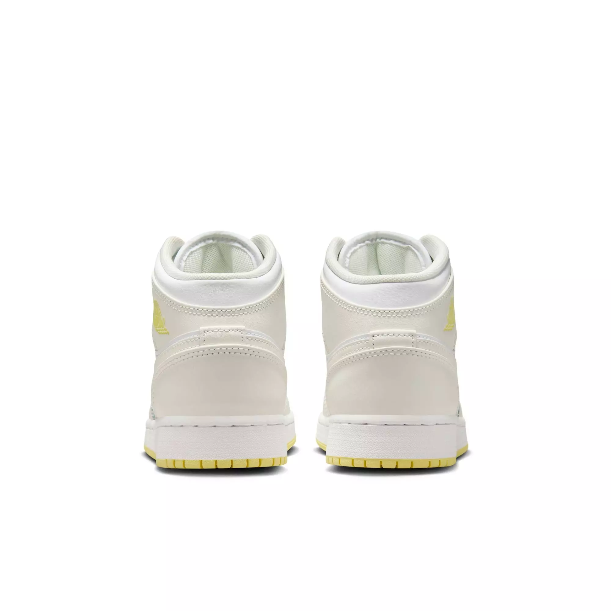 Jordan 1 Mid "Sail/Lt Laser Orange/White" Grade School Girls' Shoe - WHITE/YELLOW