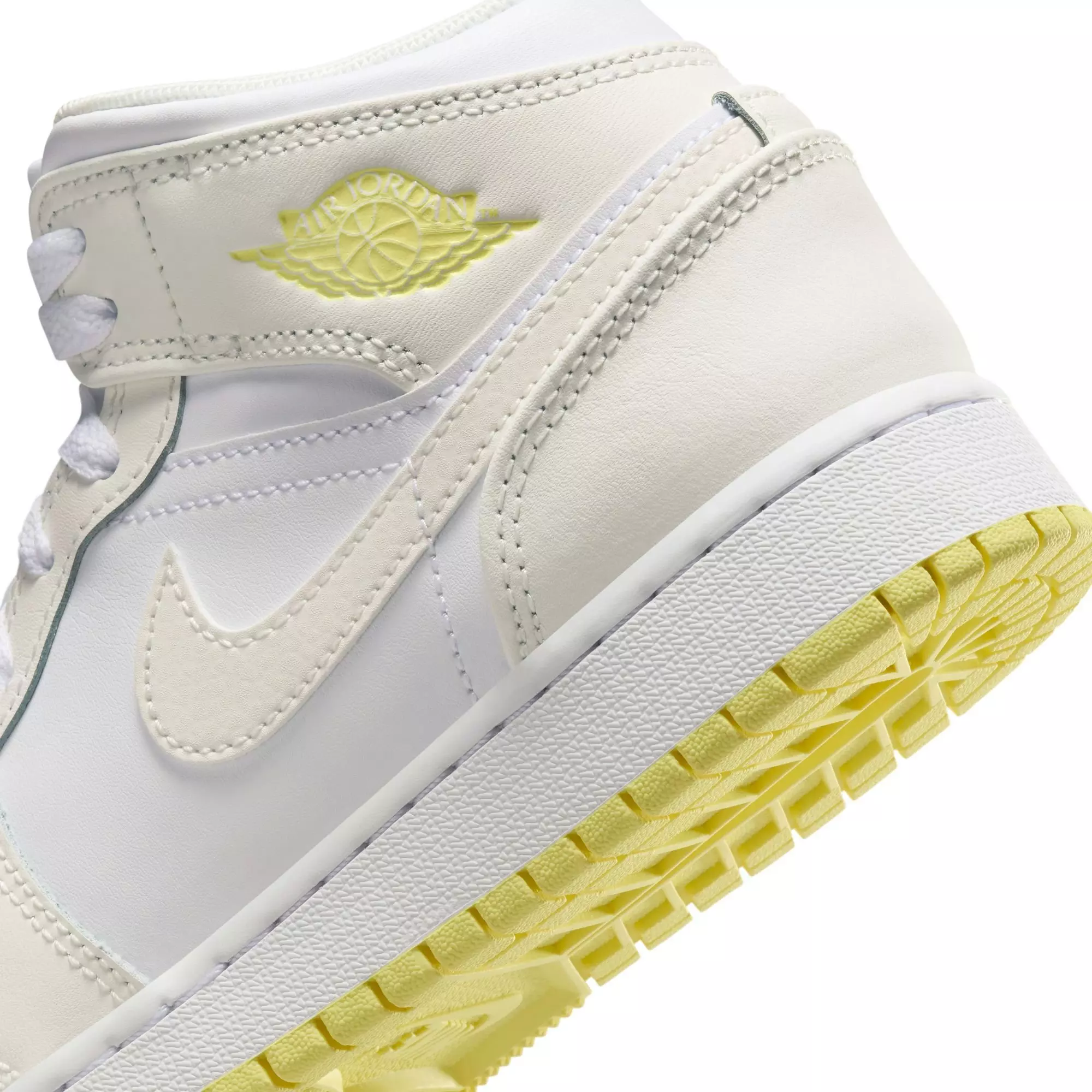 Jordan 1 Mid "Sail/Lt Laser Orange/White" Grade School Girls' Shoe - WHITE/YELLOW