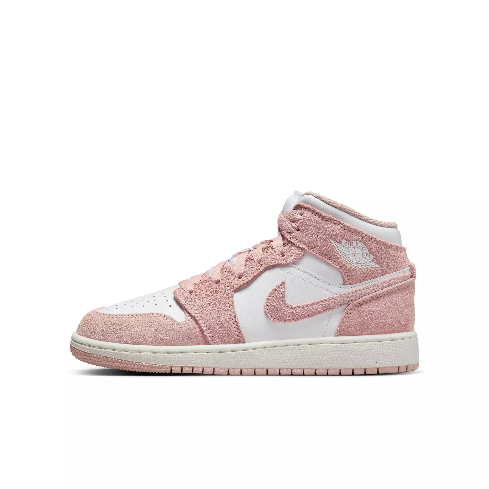 Jordan 1 Mid SE "White/Legend Pink Sail" Grade School Girls' Shoe - PINK/WHITE