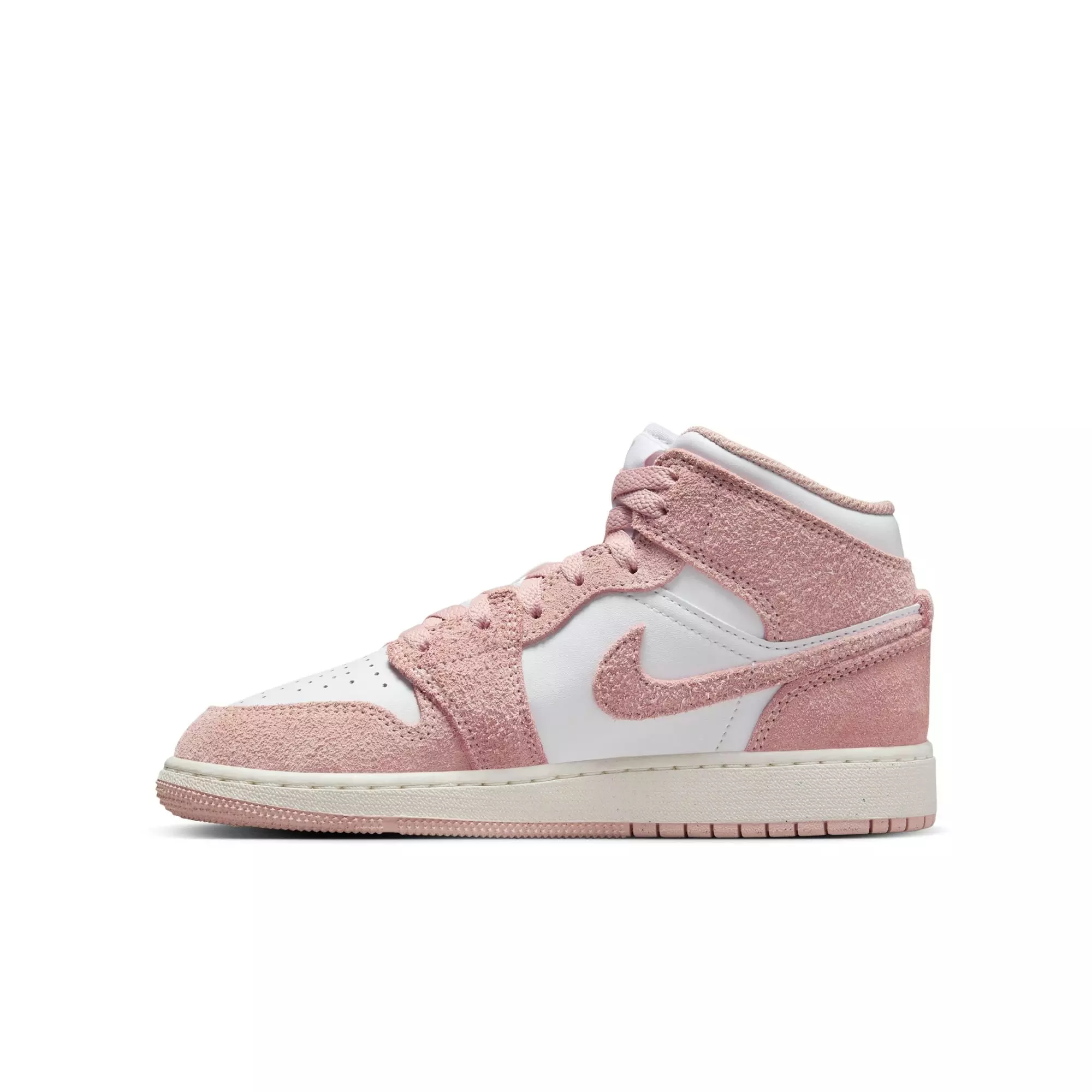 Jordan 1 Mid SE "White/Legend Pink Sail" Grade School Girls' Shoe - PINK/WHITE