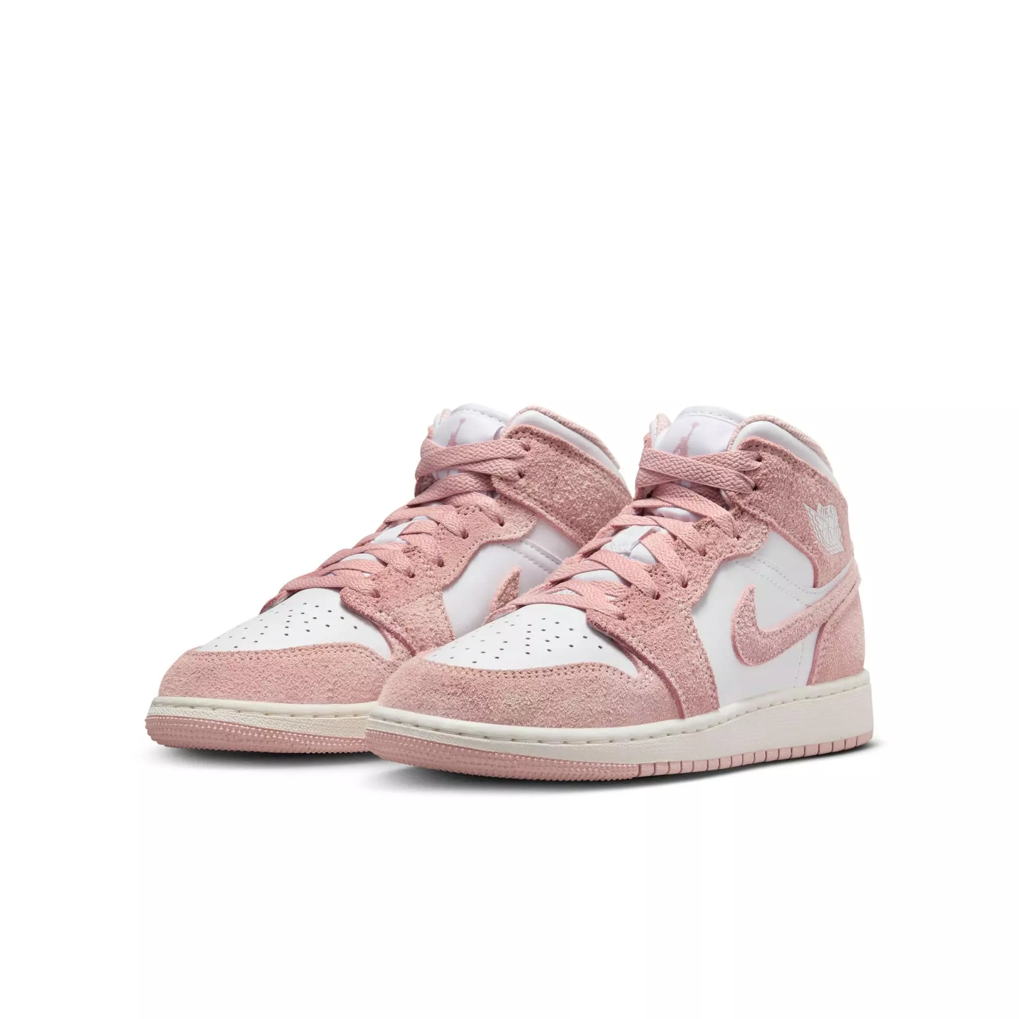 Jordan 1 Mid SE "White/Legend Pink Sail" Grade School Girls' Shoe - PINK/WHITE