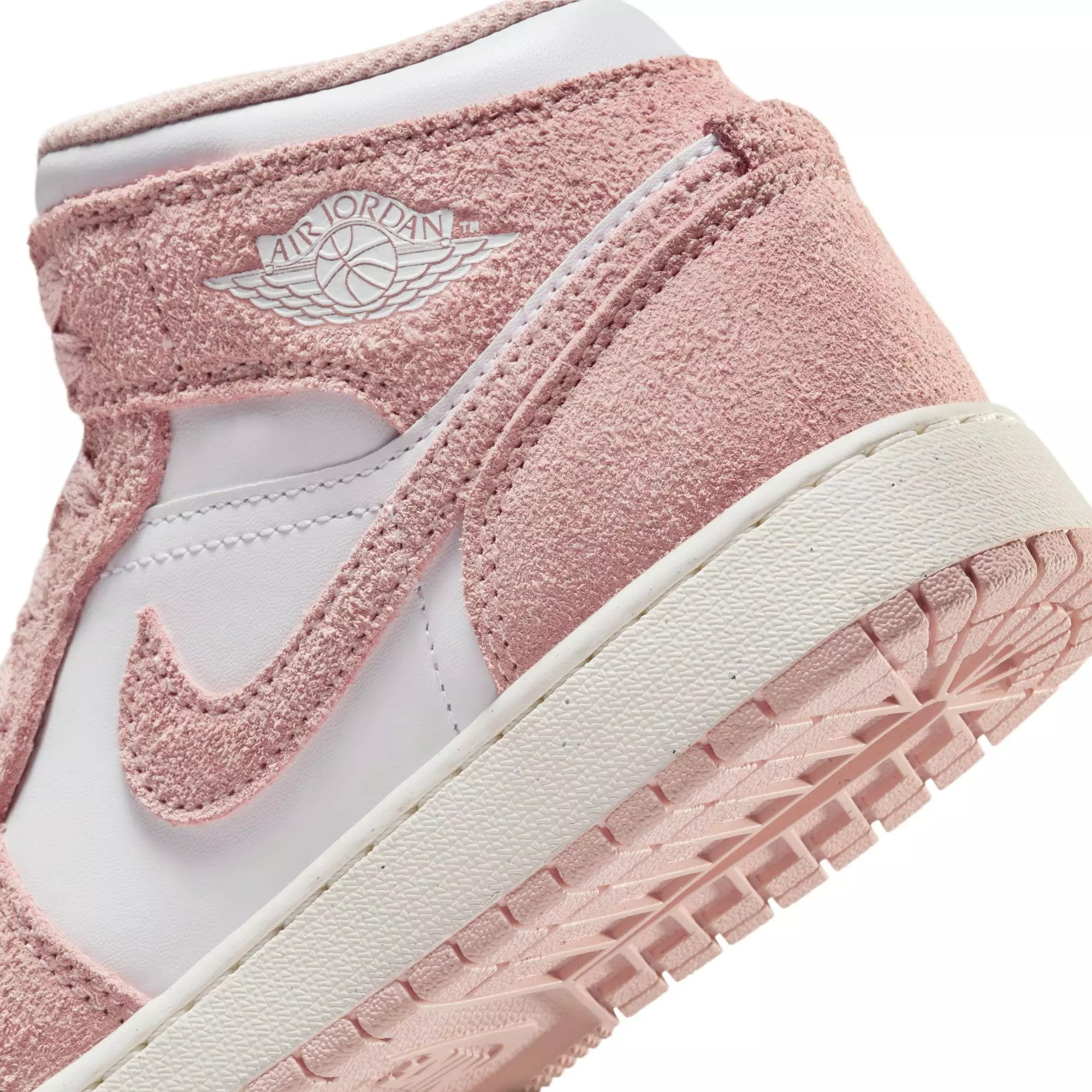 Jordan 1 Mid SE "White/Legend Pink Sail" Grade School Girls' Shoe - PINK/WHITE