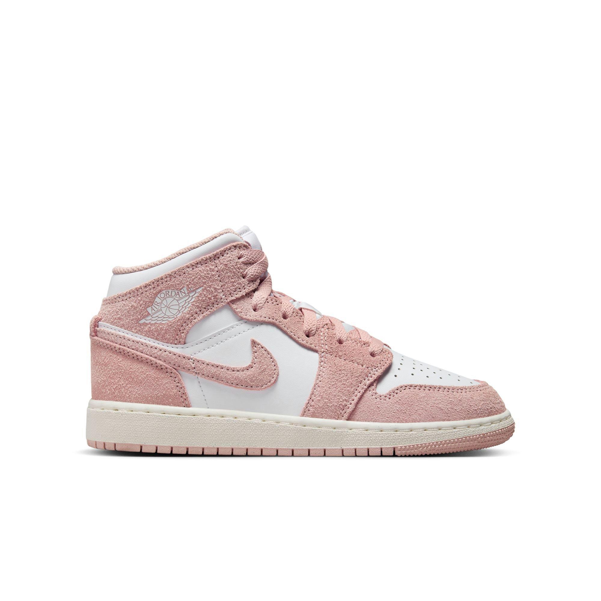 Jordan 1 Mid SE "White/Legend Pink Sail" Grade School Girls' Shoe - PINK/WHITE