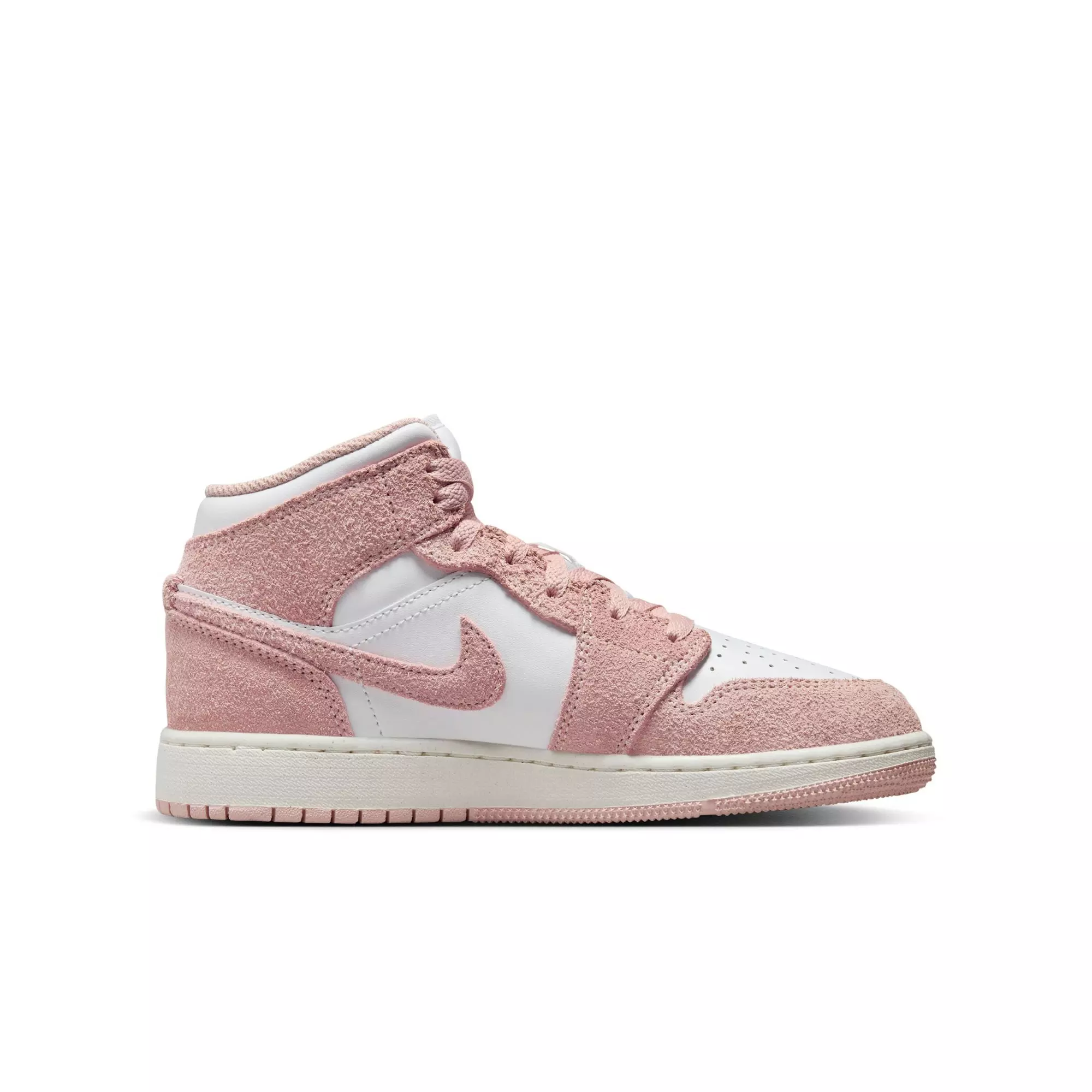 Jordan 1 Mid SE "White/Legend Pink Sail" Grade School Girls' Shoe - PINK/WHITE