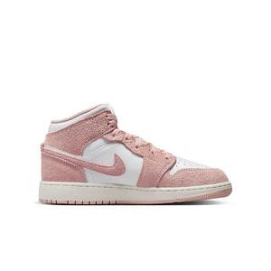 Jordan 1 Mid SE "White/Legend Pink Sail" Grade School Girls' Shoe