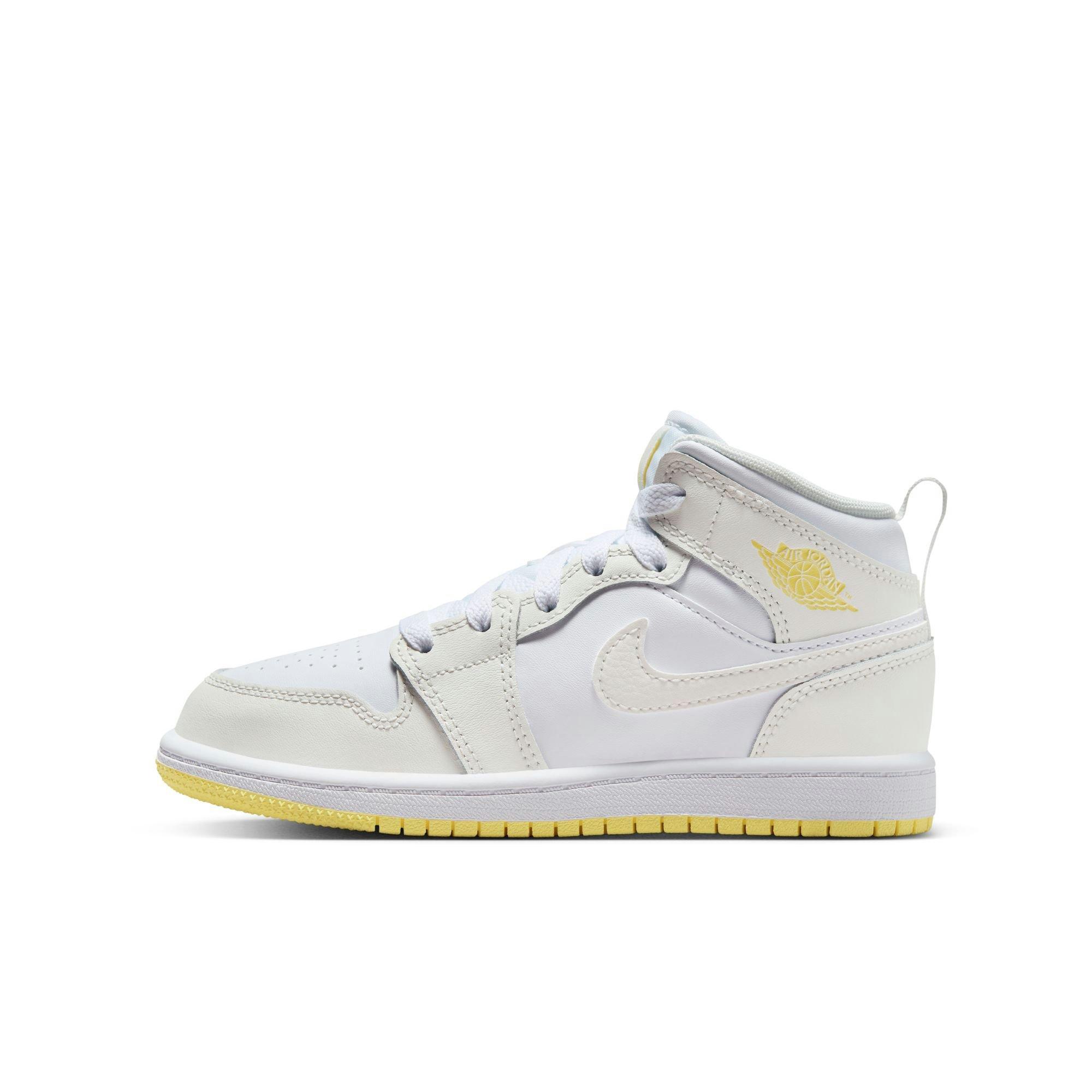 Jordan 1 Mid Preschool Girls' "Sail/Lt Laser Orange/White" Shoe