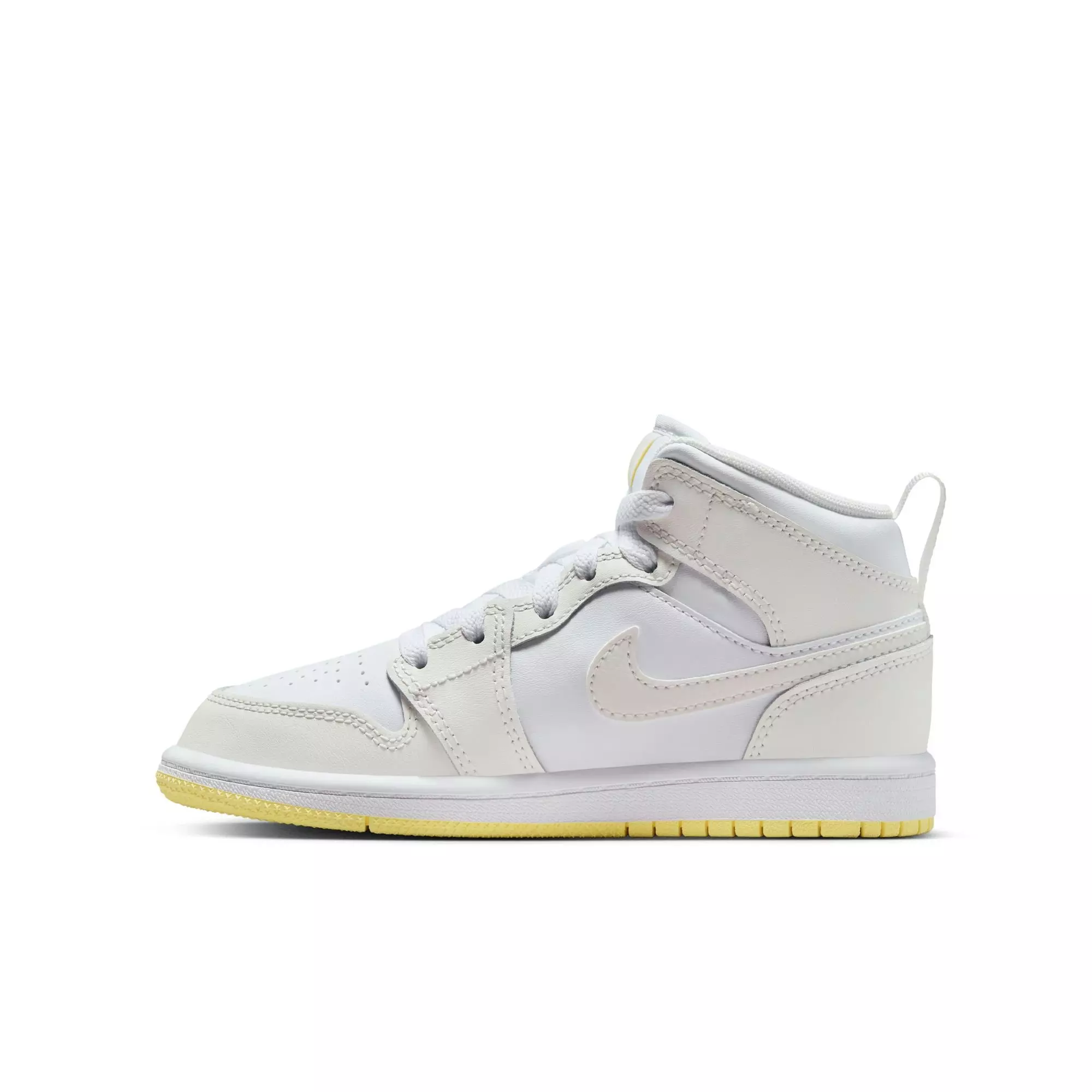 Jordan 1 Mid "Sail/Lt Laser Orange/White" Preschool Girls' Shoe - WHITE/YELLOW