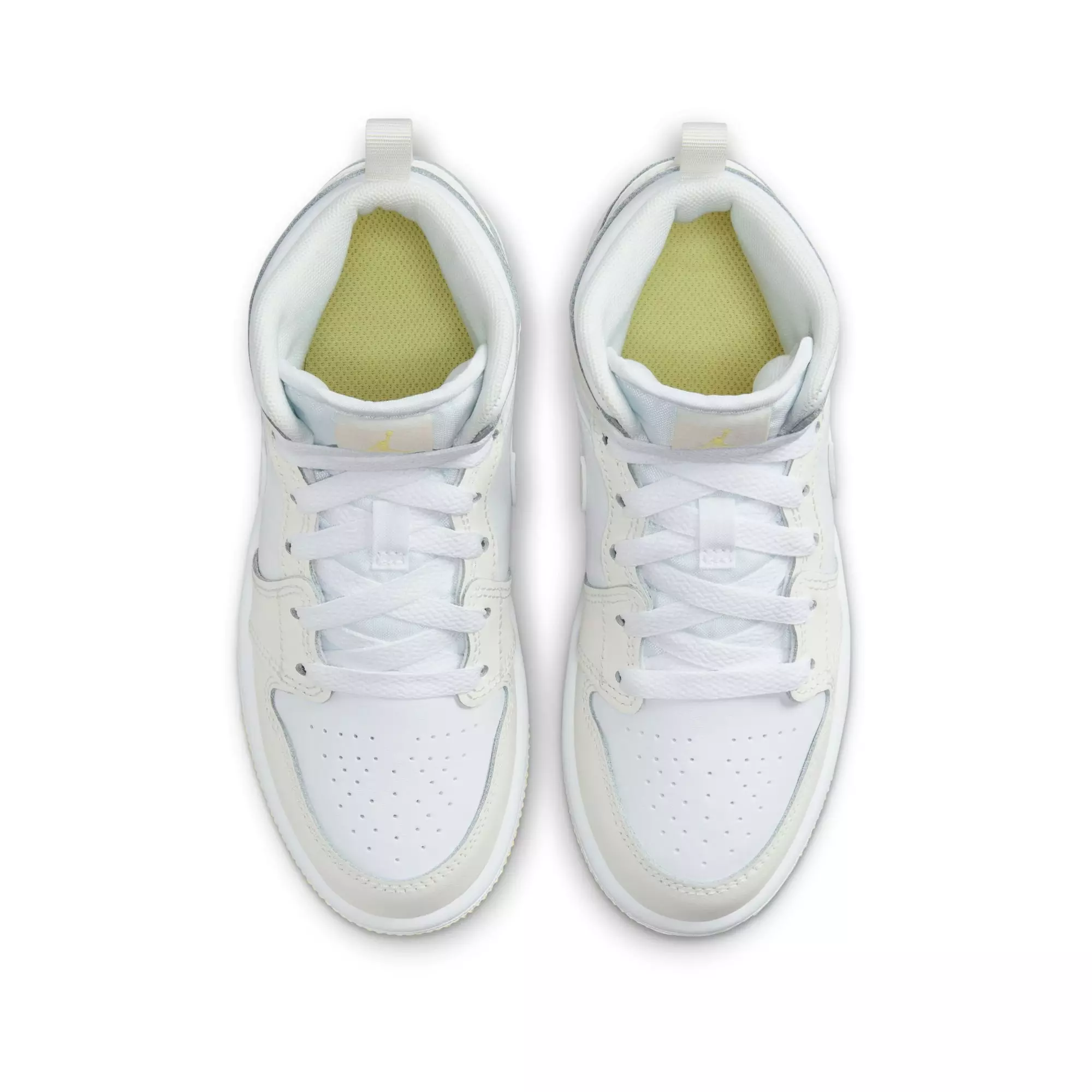Jordan 1 Mid "Sail/Lt Laser Orange/White" Preschool Girls' Shoe - WHITE/YELLOW