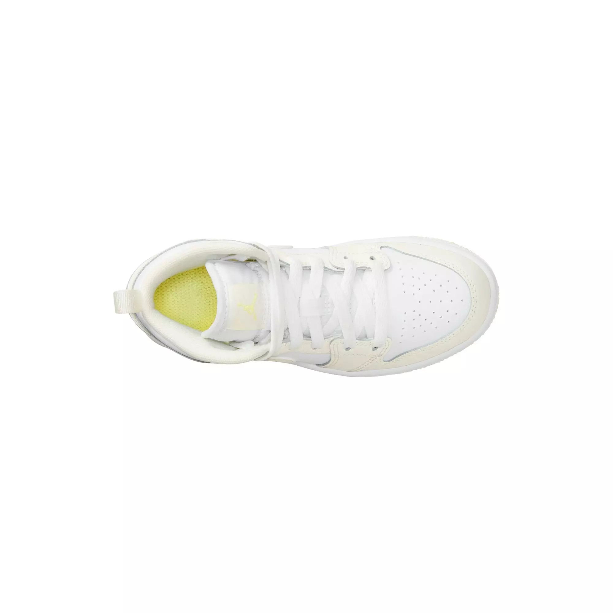 Jordan 1 Mid "Sail/Lt Laser Orange/White" Preschool Girls' Shoe - WHITE/YELLOW