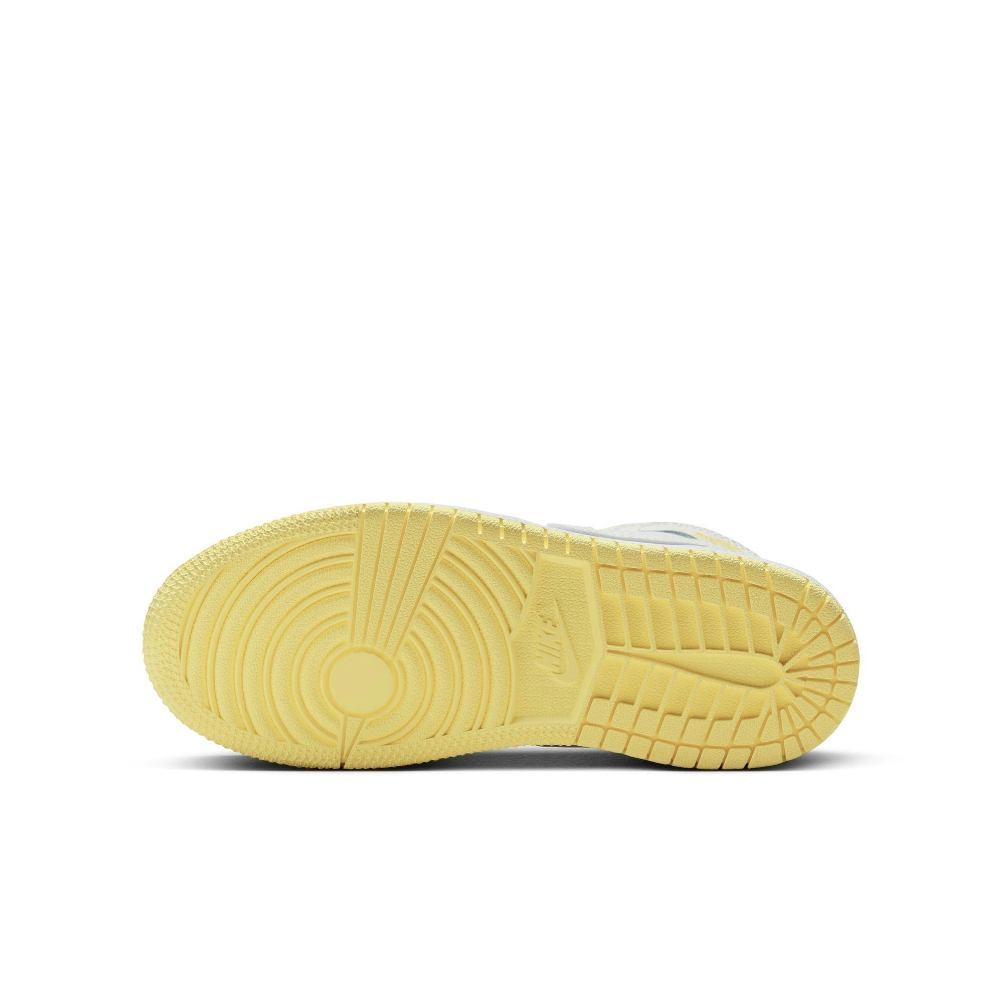 Jordan 1 Mid "Sail/Lt Laser Orange/White" Preschool Girls' Shoe - WHITE/YELLOW Thumbnail View 9