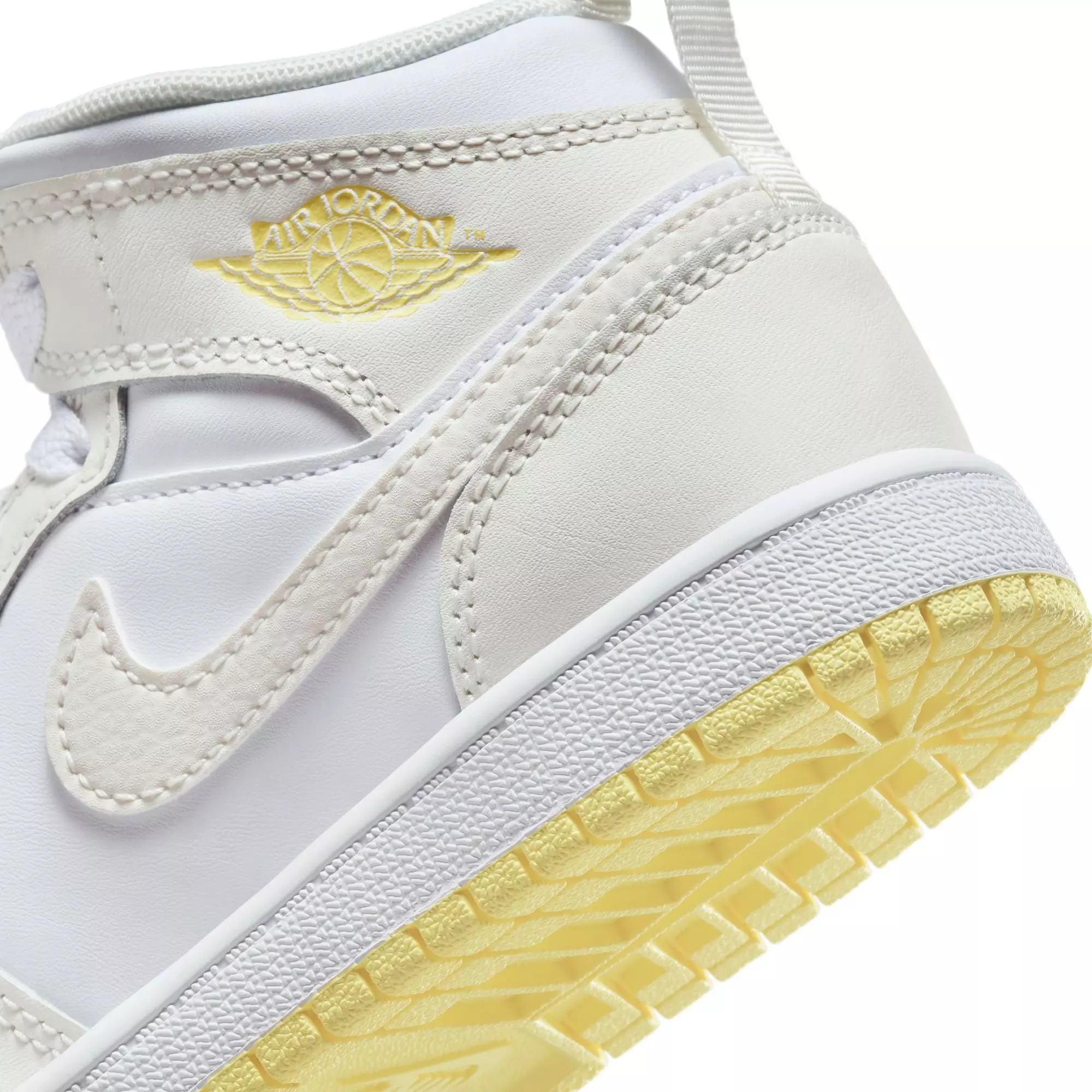 Jordan 1 Mid "Sail/Lt Laser Orange/White" Preschool Girls' Shoe - WHITE/YELLOW