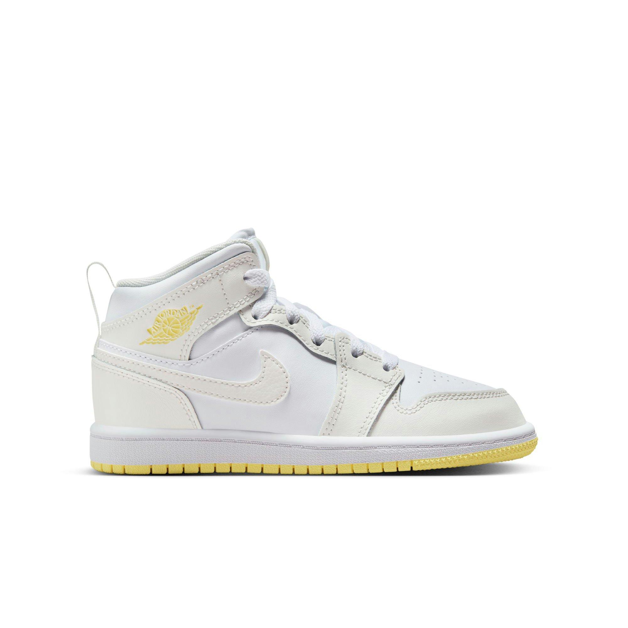 Jordan 1 Mid Preschool Girls' "Sail/Lt Laser Orange/White" Shoe