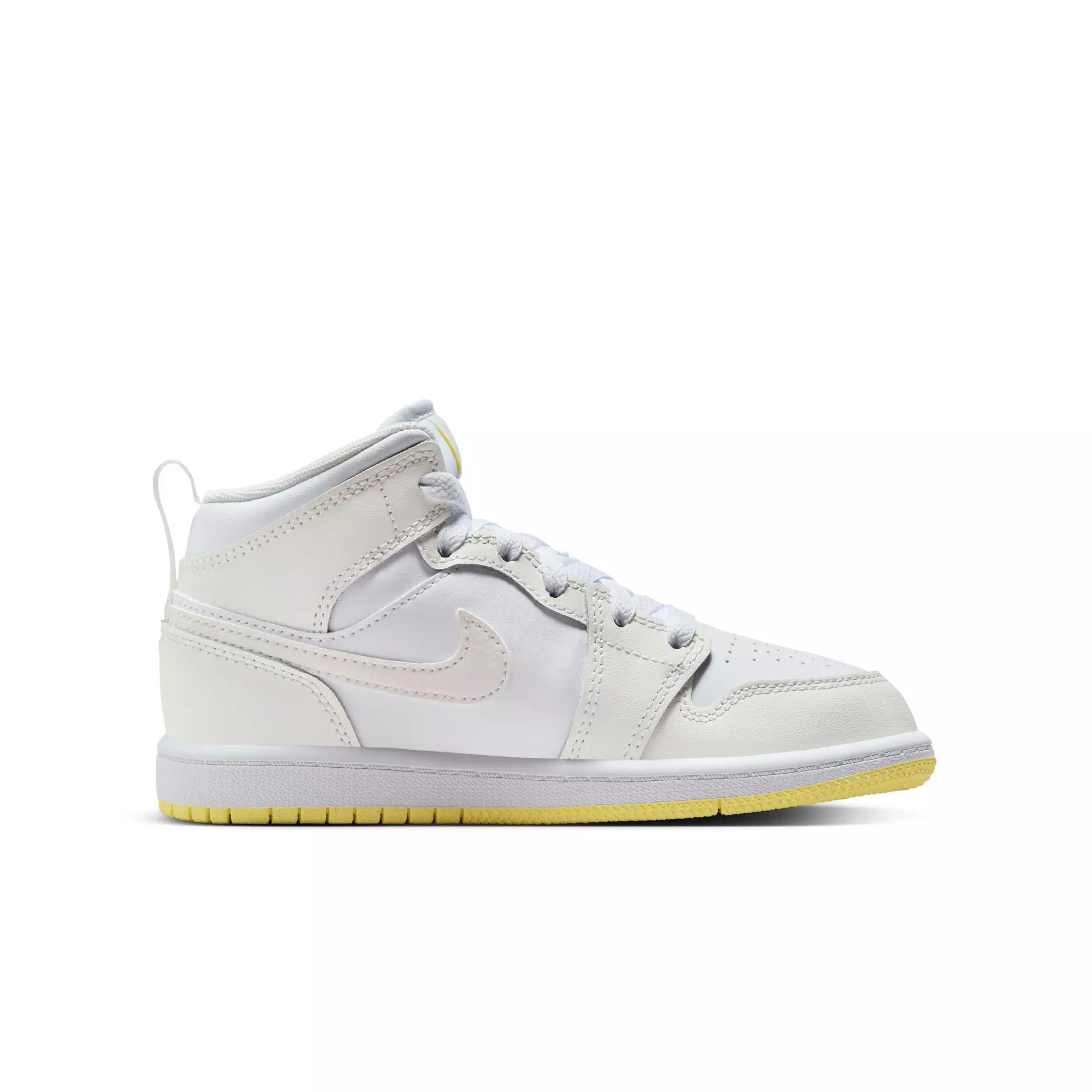 Jordan 1 Mid "Sail/Lt Laser Orange/White" Preschool Girls' Shoe - WHITE/YELLOW