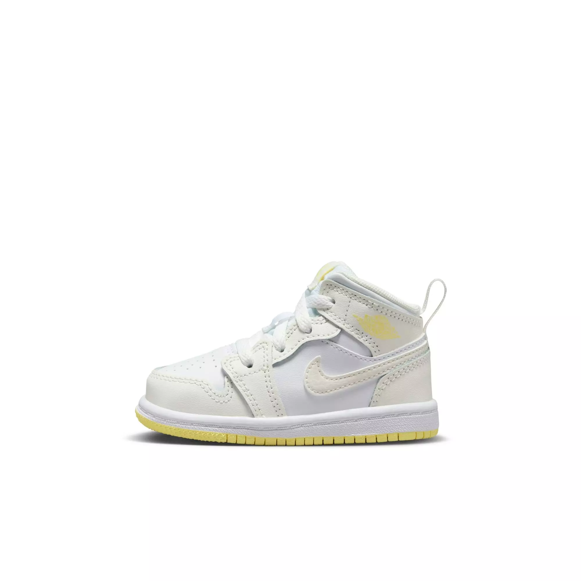 Jordan 1 Mid "Sail/Lt Laser Orange/White" Toddler Girls' Shoe - WHITE/YELLOW