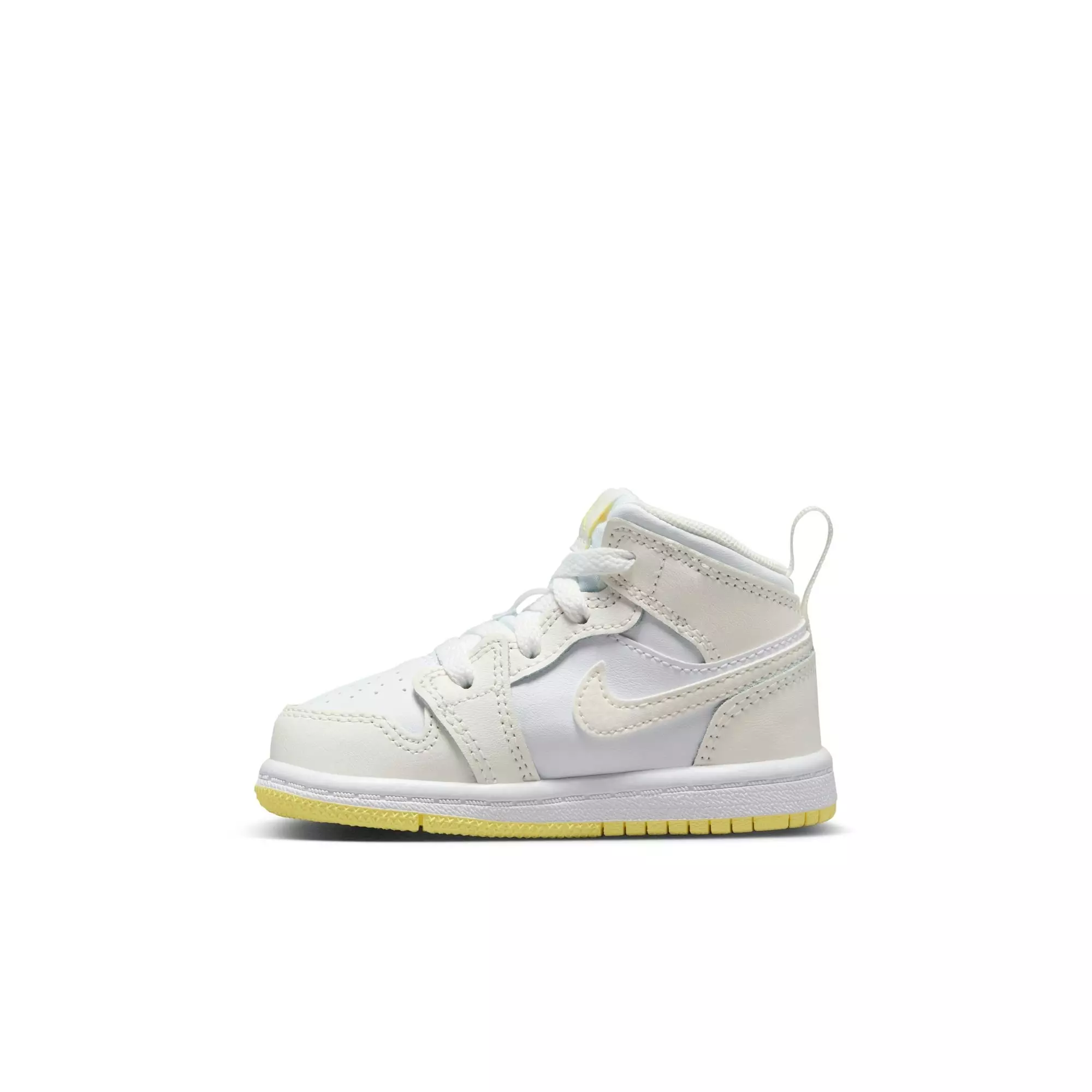 Jordan 1 Mid "Sail/Lt Laser Orange/White" Toddler Girls' Shoe - WHITE/YELLOW