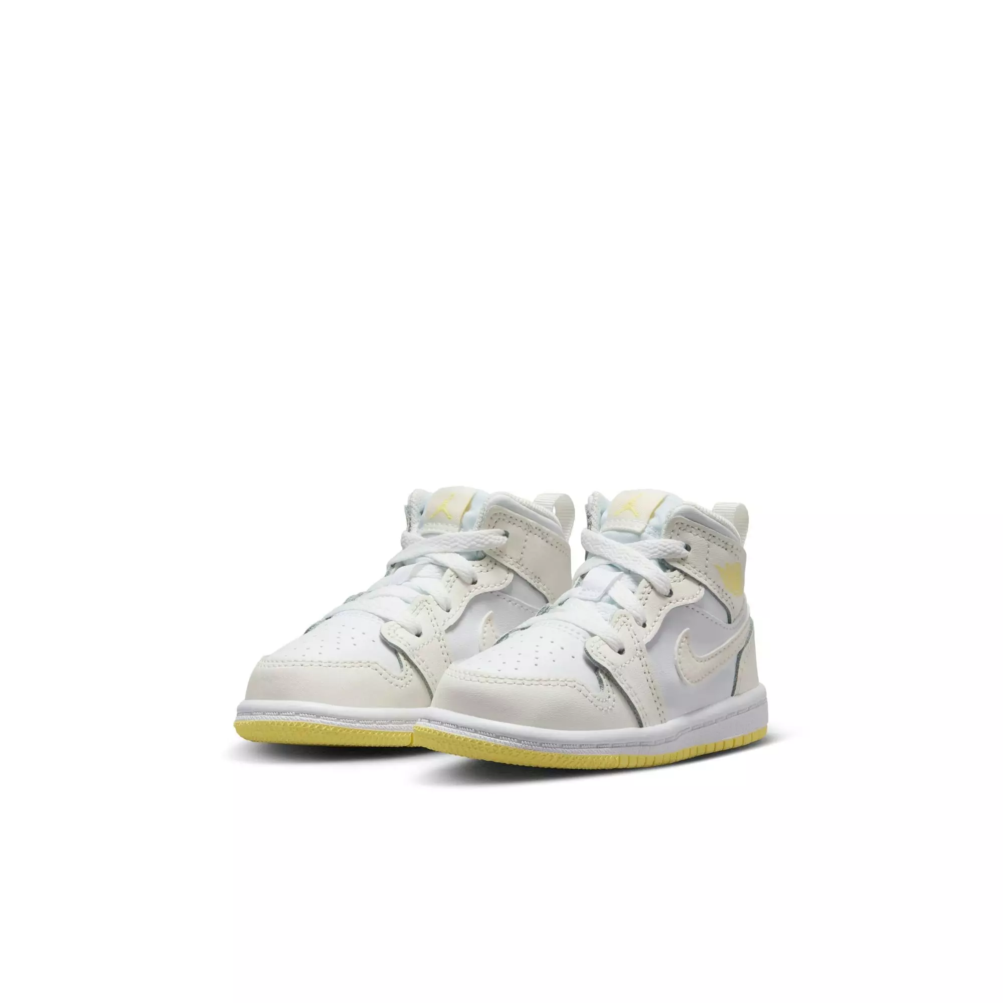 Jordan 1 Mid "Sail/Lt Laser Orange/White" Toddler Girls' Shoe - WHITE/YELLOW
