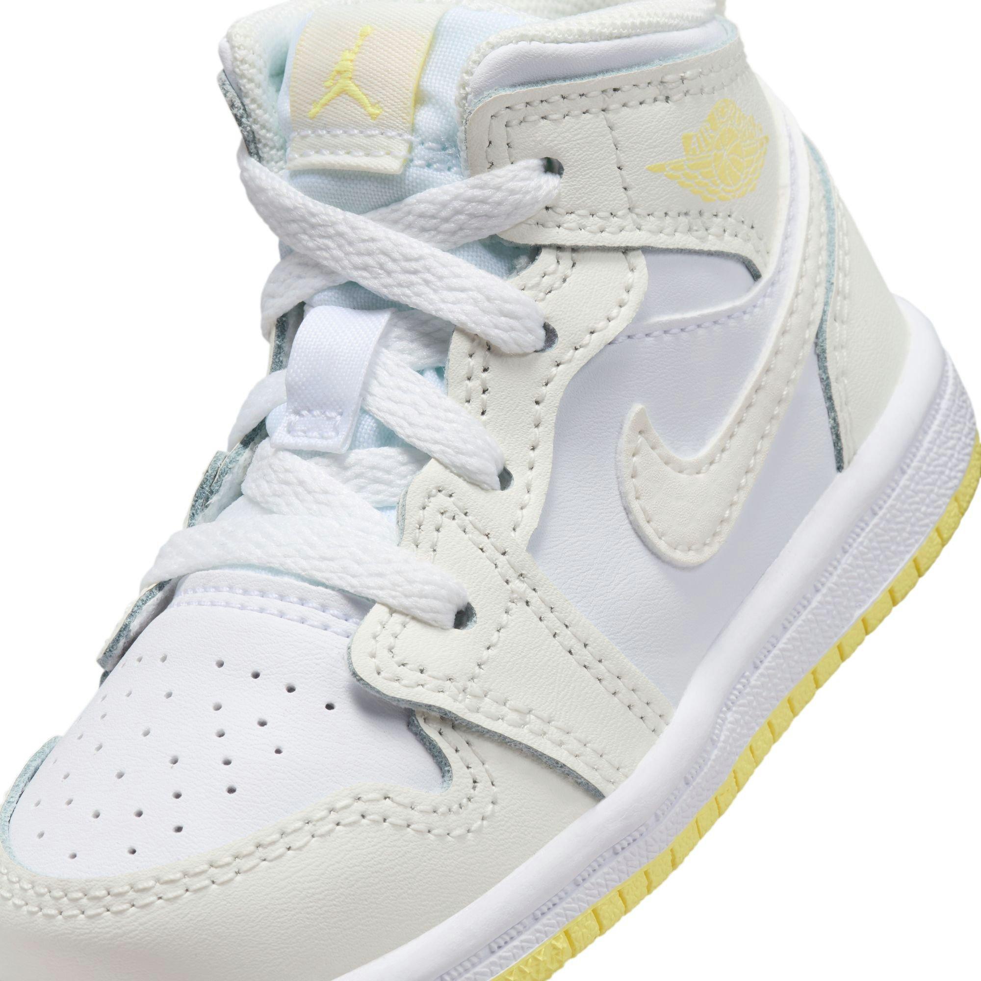 Jordan 1 Mid Toddler Girls' "Sail/Lt Laser Orange/White" Shoe