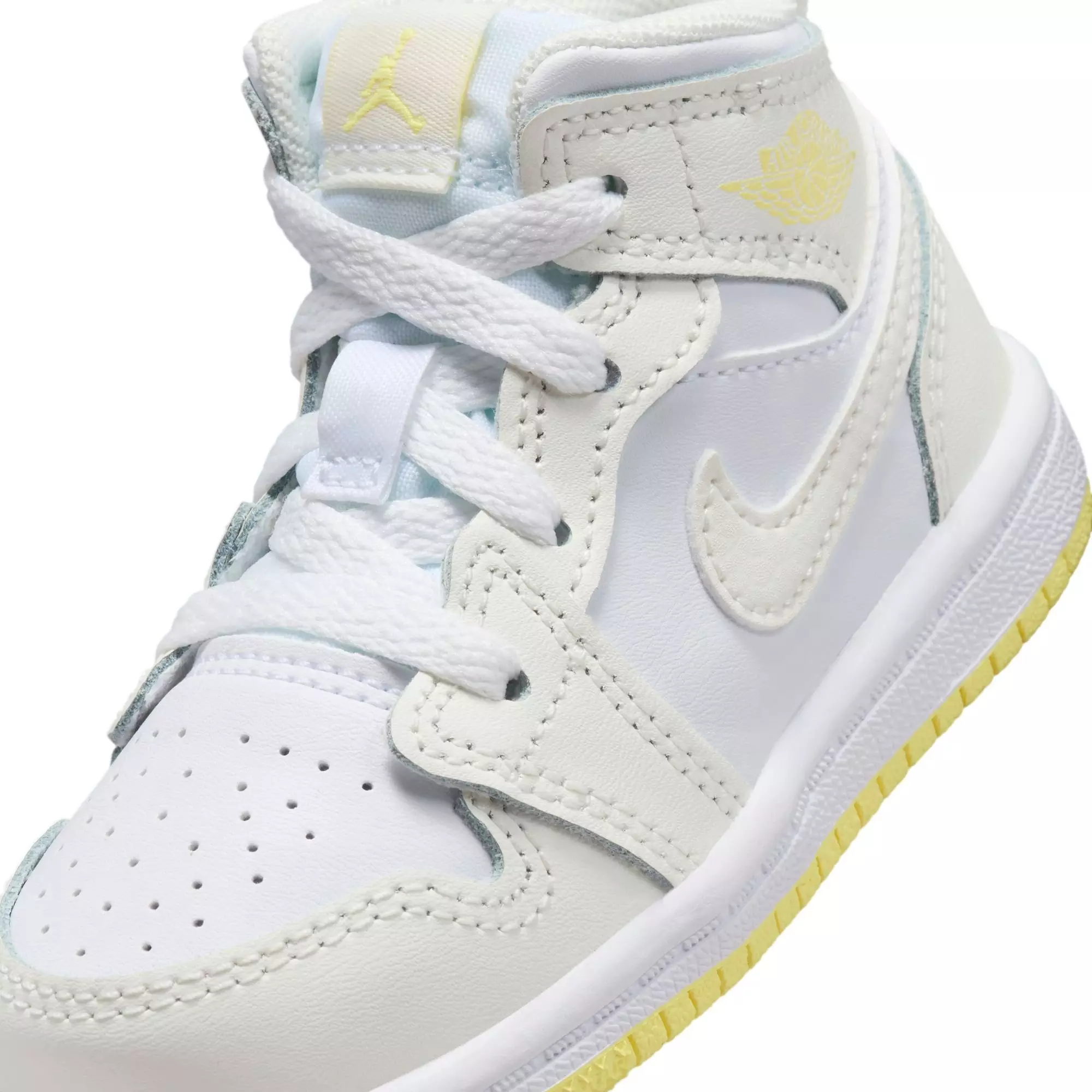 Jordan 1 Mid "Sail/Lt Laser Orange/White" Toddler Girls' Shoe - WHITE/YELLOW