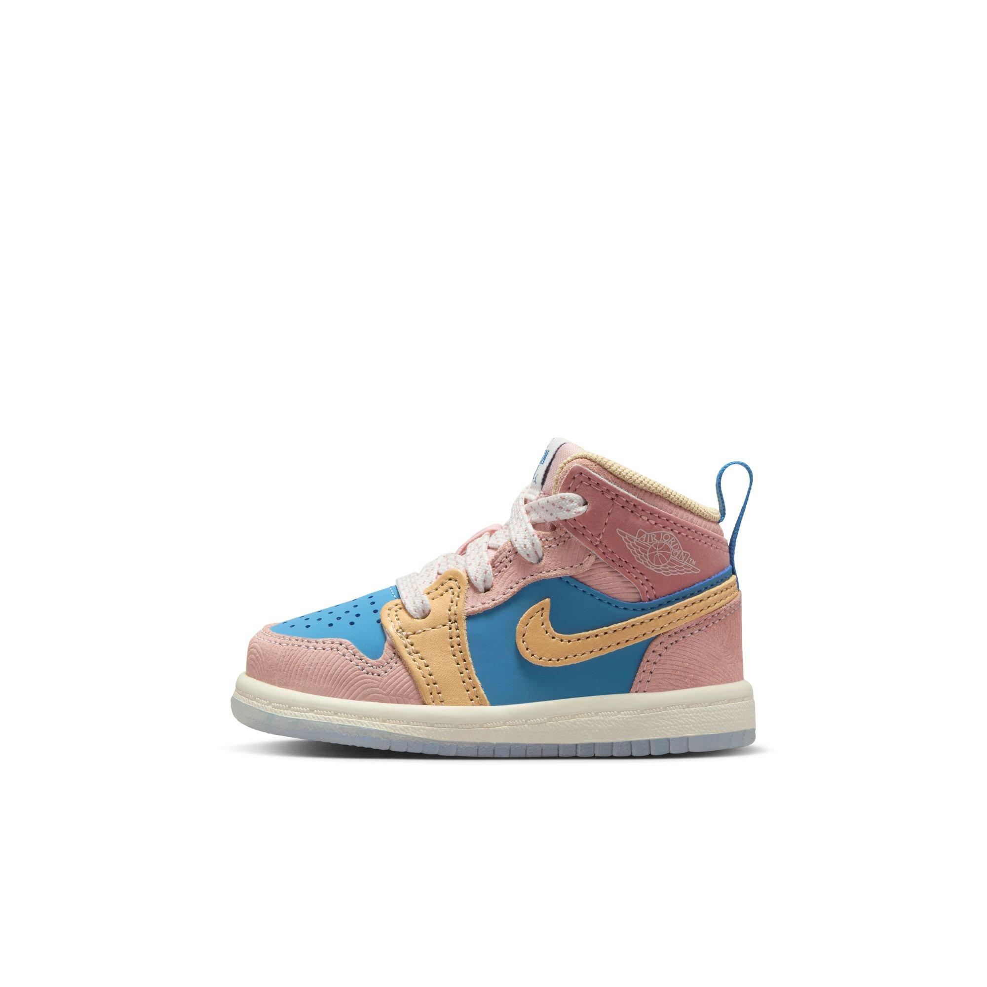 Jordan 1 Mid Sneaker School "Zen" Toddler Kids' Shoe - AEGEAN STORM/HEMP/PINK OXFORD Thumbnail View 7