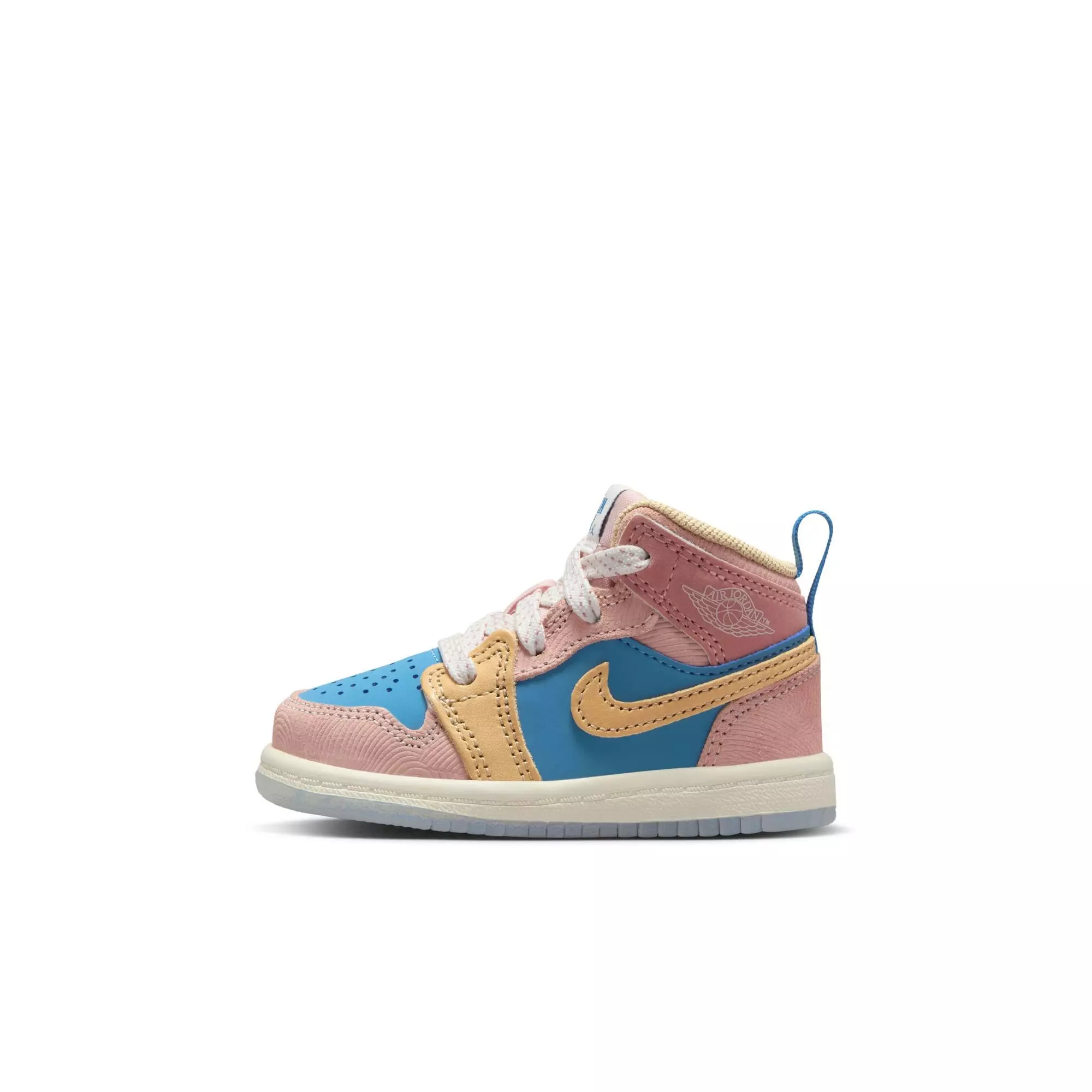 Jordan 1 Mid Sneaker School "Zen" Toddler Kids' Shoe - AEGEAN STORM/HEMP/PINK OXFORD