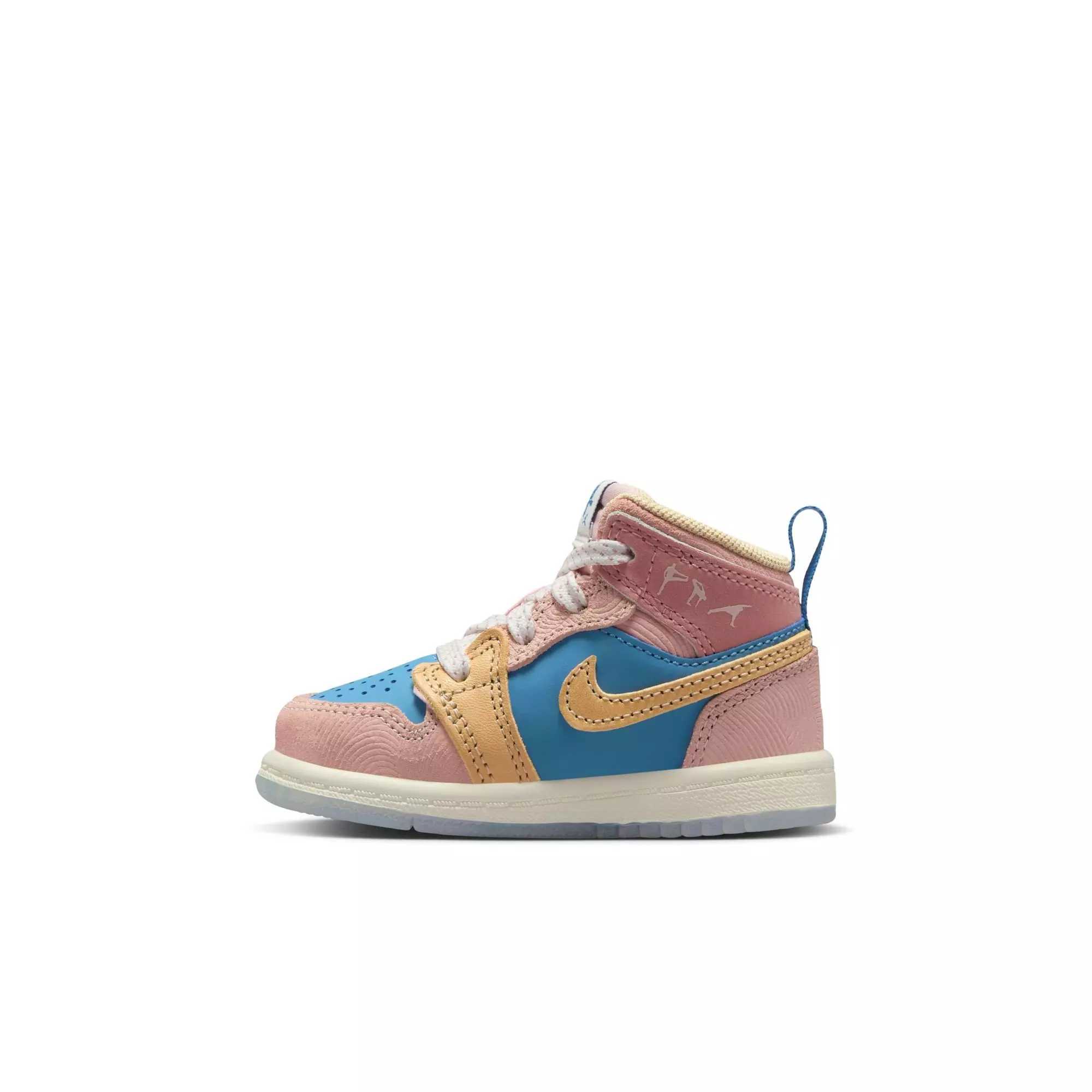 Jordan 1 Mid Sneaker School "Zen" Toddler Kids' Shoe - AEGEAN STORM/HEMP/PINK OXFORD