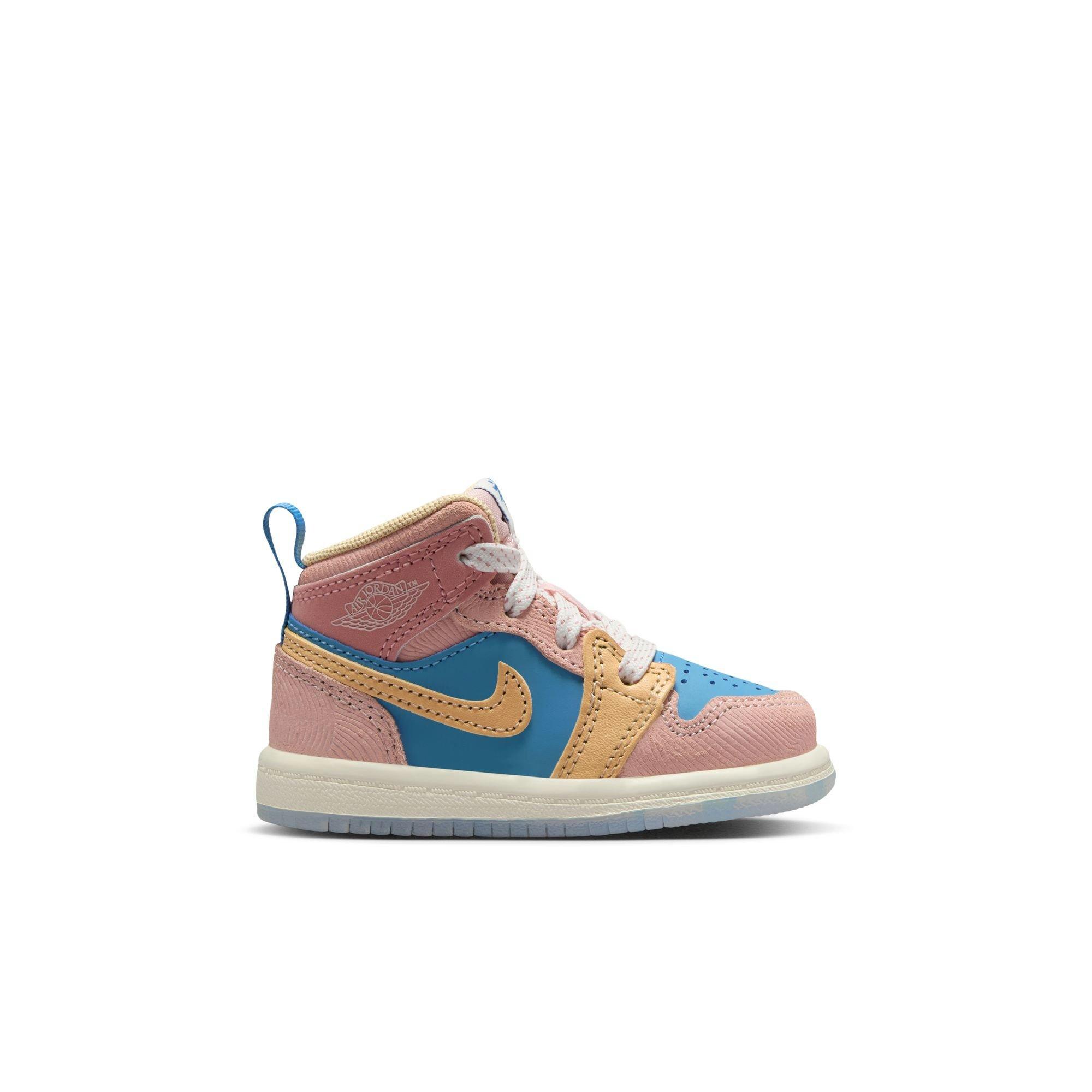 Jordan 1 Mid Sneaker School "Zen" Toddler Kids' Shoe - AEGEAN STORM/HEMP/PINK OXFORD Thumbnail View 1