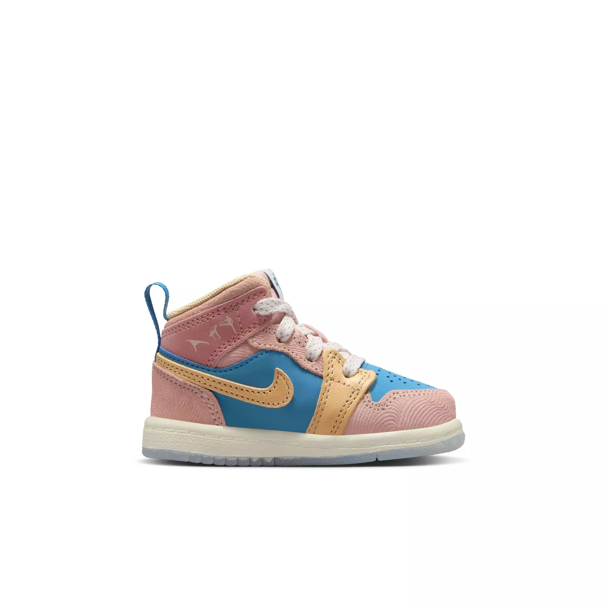 Jordan 1 Mid Sneaker School "Zen" Toddler Kids' Shoe - AEGEAN STORM/HEMP/PINK OXFORD