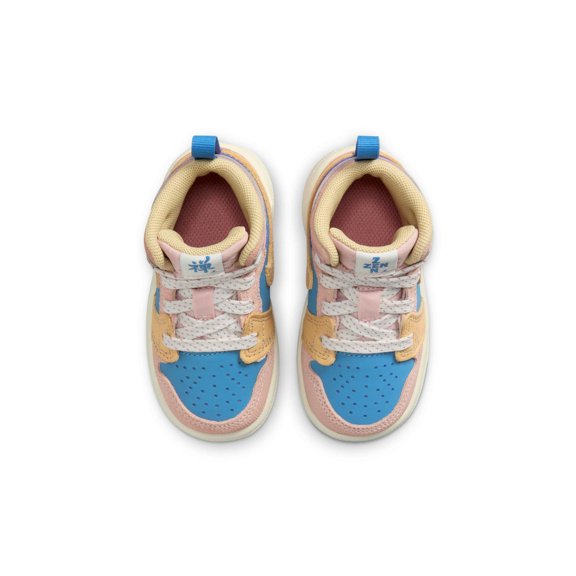 Jordan 1 Mid Sneaker School "Zen" Toddler Kids' Shoe - AEGEAN STORM/HEMP/PINK OXFORD Thumbnail View 10