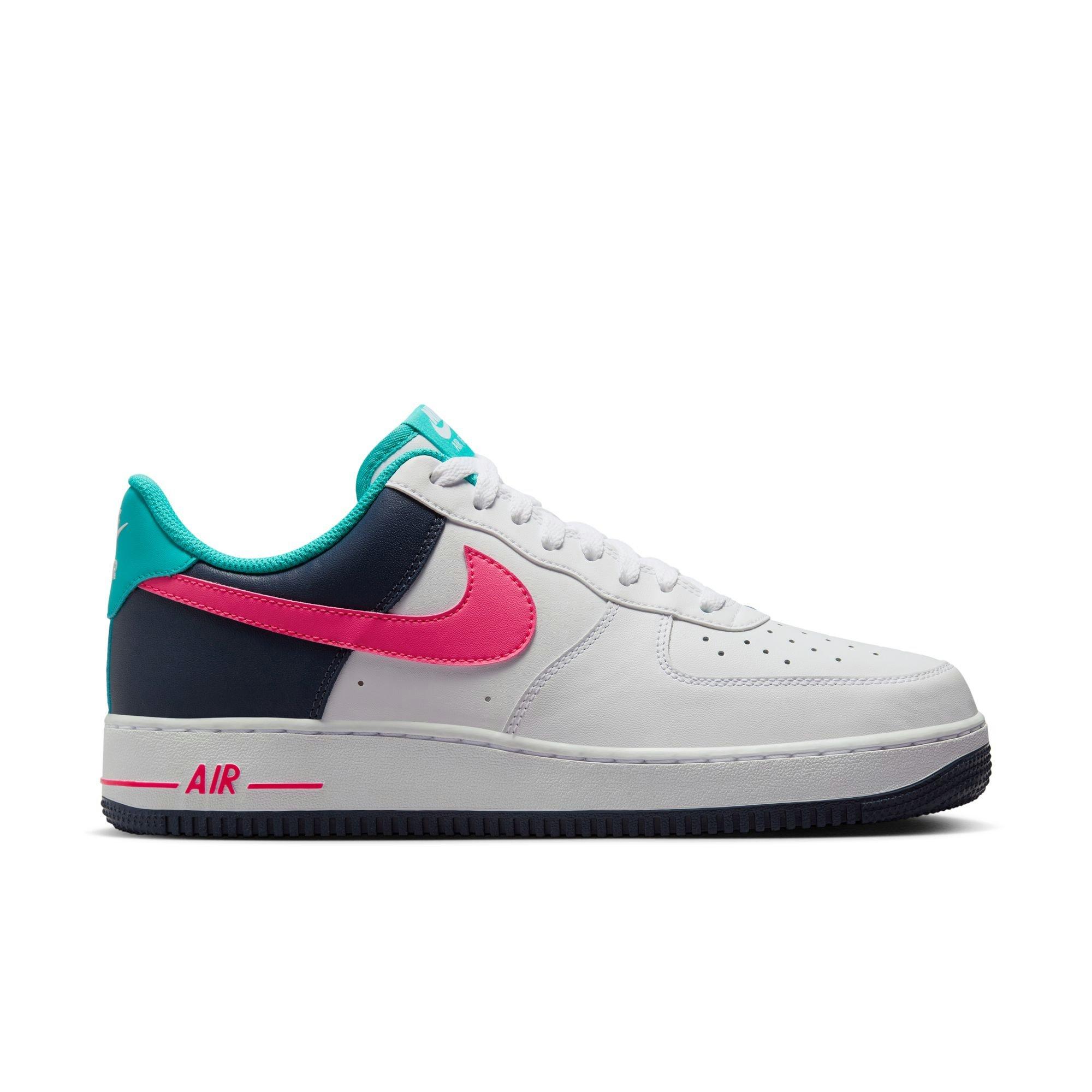 Air force 1 blue and pink swoosh on sale