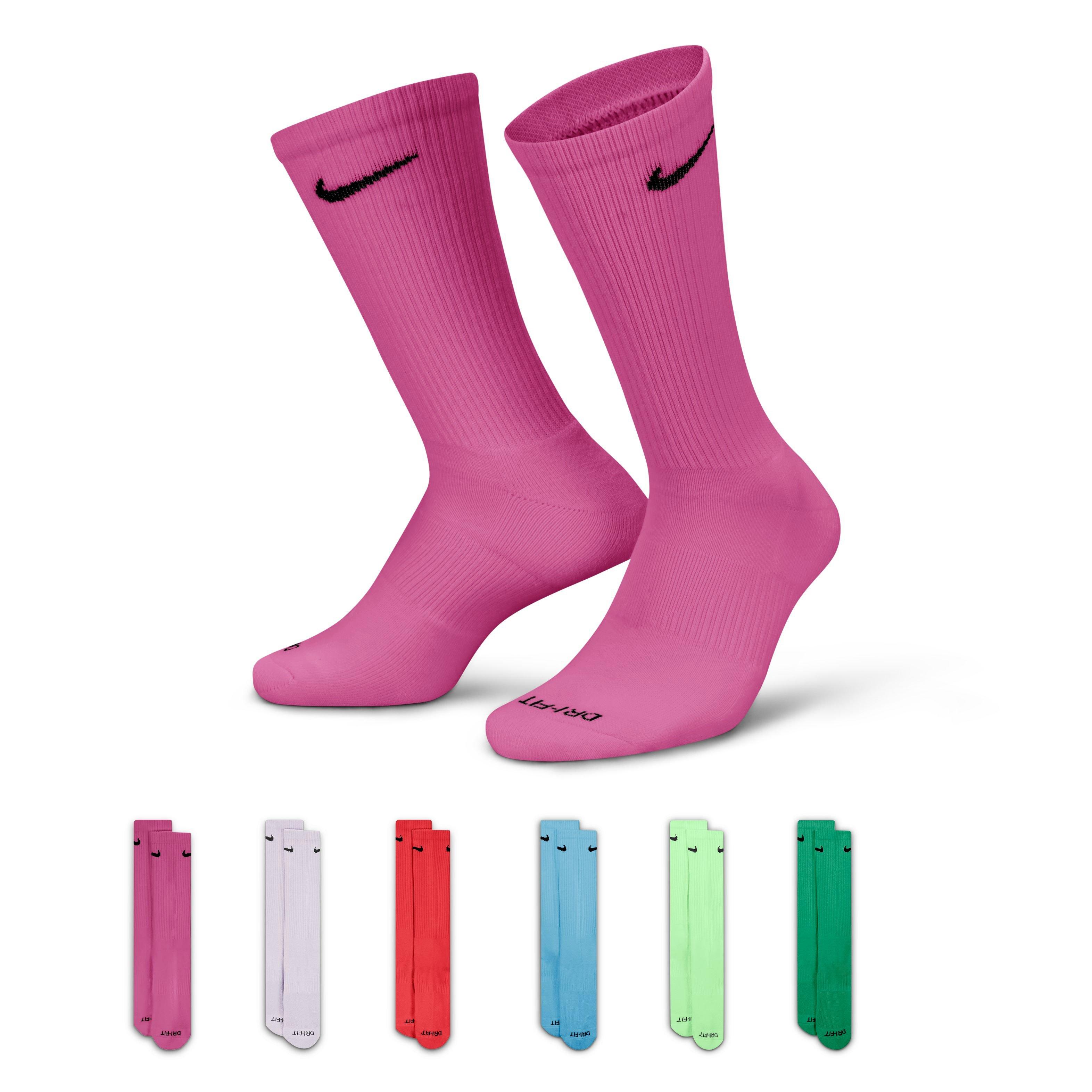 Nike Everyday Plus Cushioned Crew Neon Training Socks 6 Pairs Hibbett