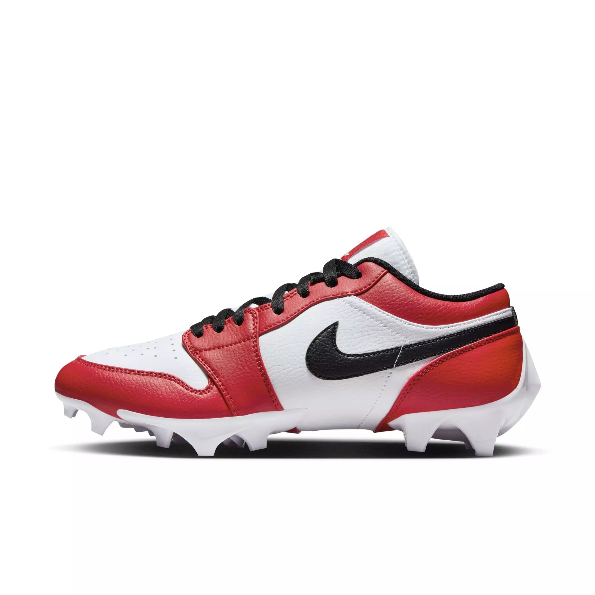 Jordan 1 Low TD "White/Black/Gym Red" Men's Football Cleat - WHITE