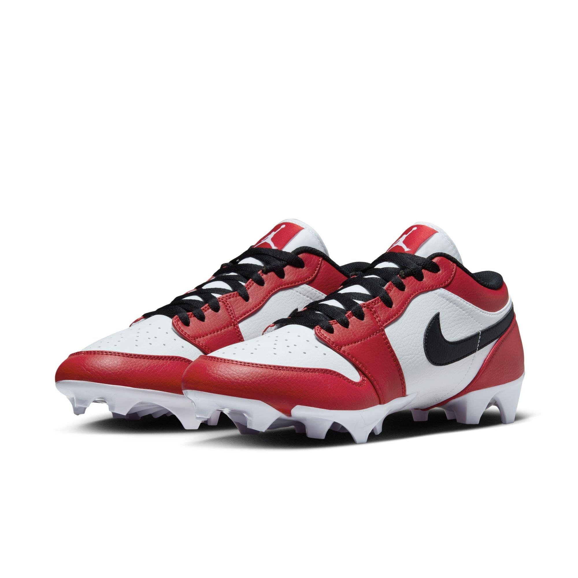 Jordan 1 Low TD "White/Black/Gym Red" Men's Football Cleat - WHITE Thumbnail View 5