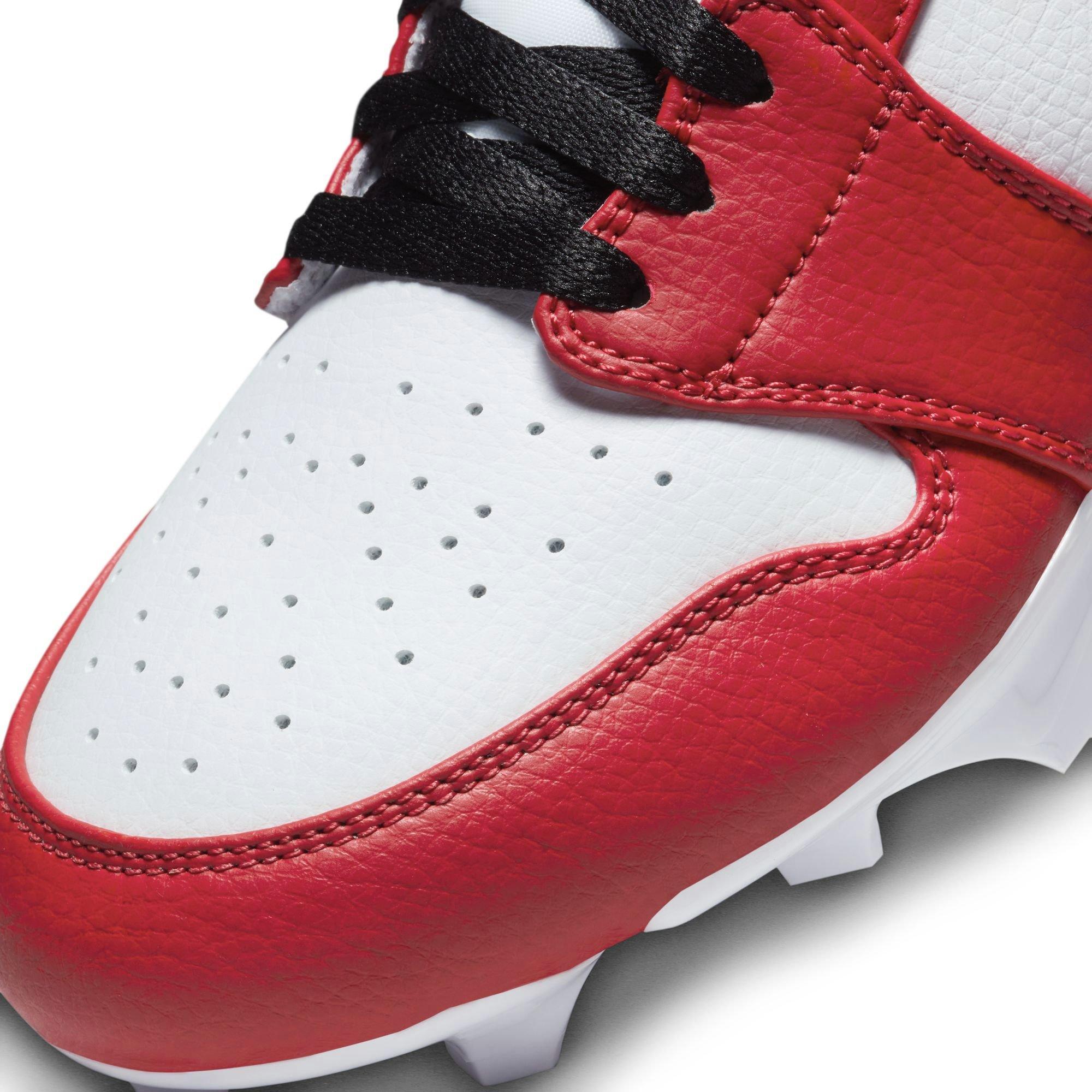 Jordan 1 Low TD "White/Black/Gym Red" Men's Football Cleat - WHITE Thumbnail View 10