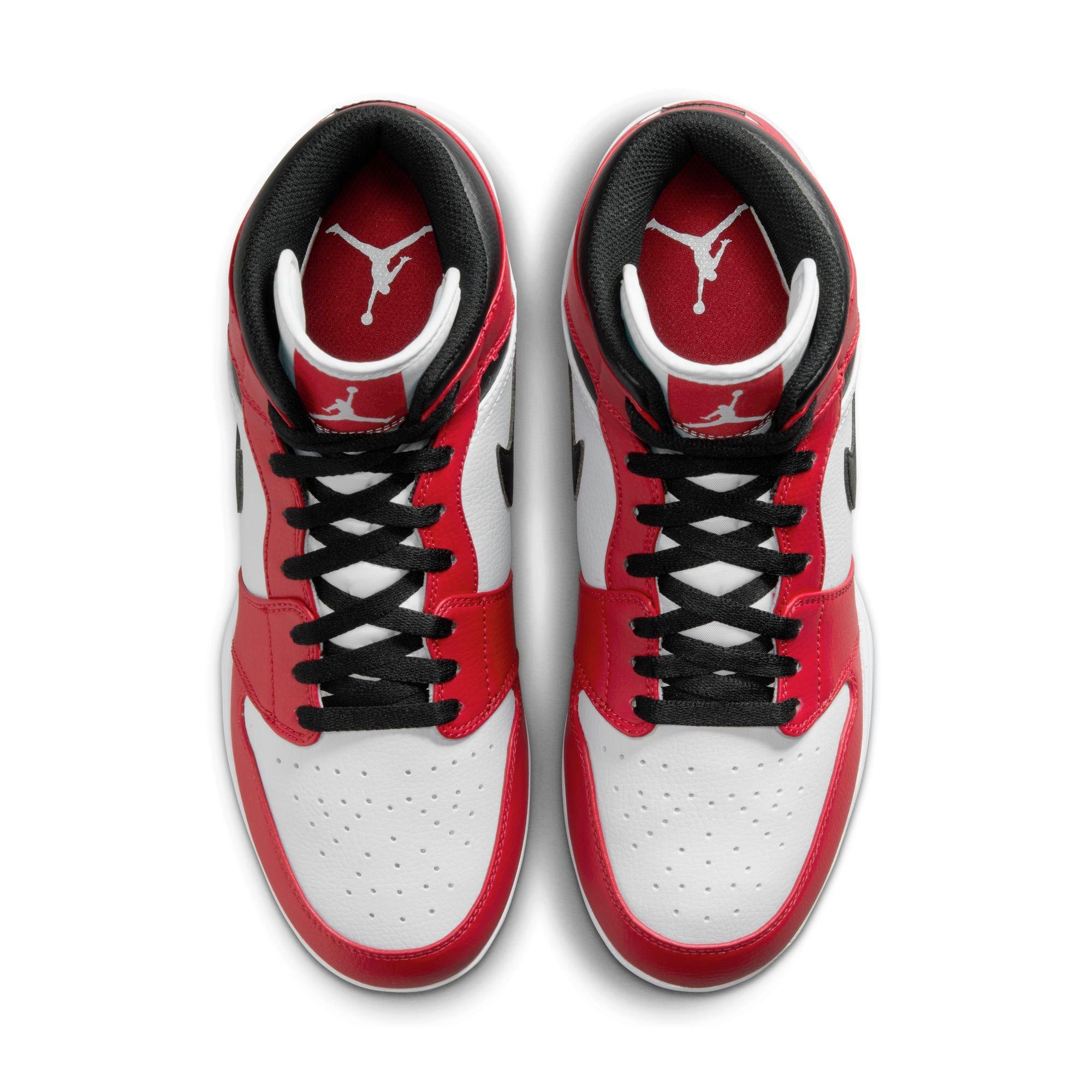 Jordan 1 Mid TD "White/Black/Gym Red" Men's Football Cleat - WHITE Thumbnail View 7